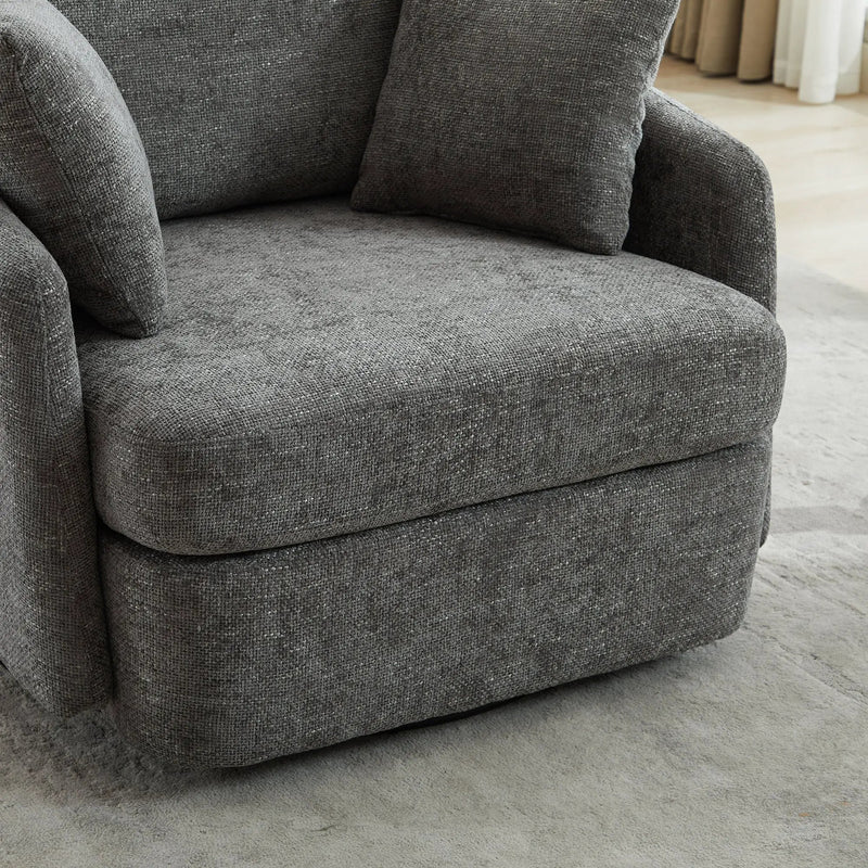 40.55"W Swivel Accent Chair With 2 Throw Pillows by HouseOfZazla