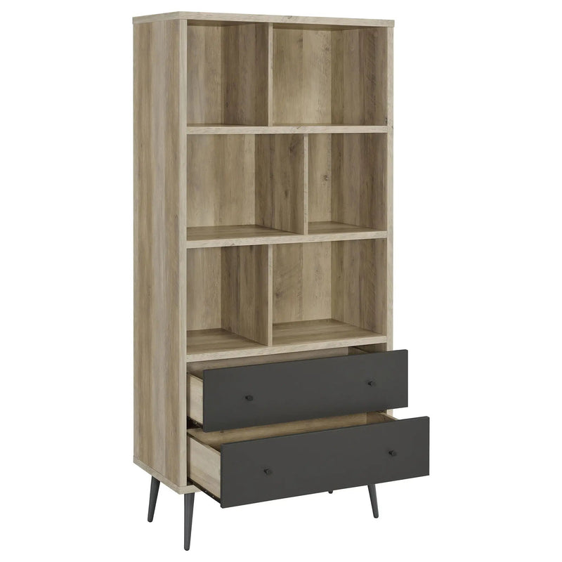 Maeve 70-inch 3-shelf Bookcase with Drawers Distressed Pine by Unique Piece Furniture