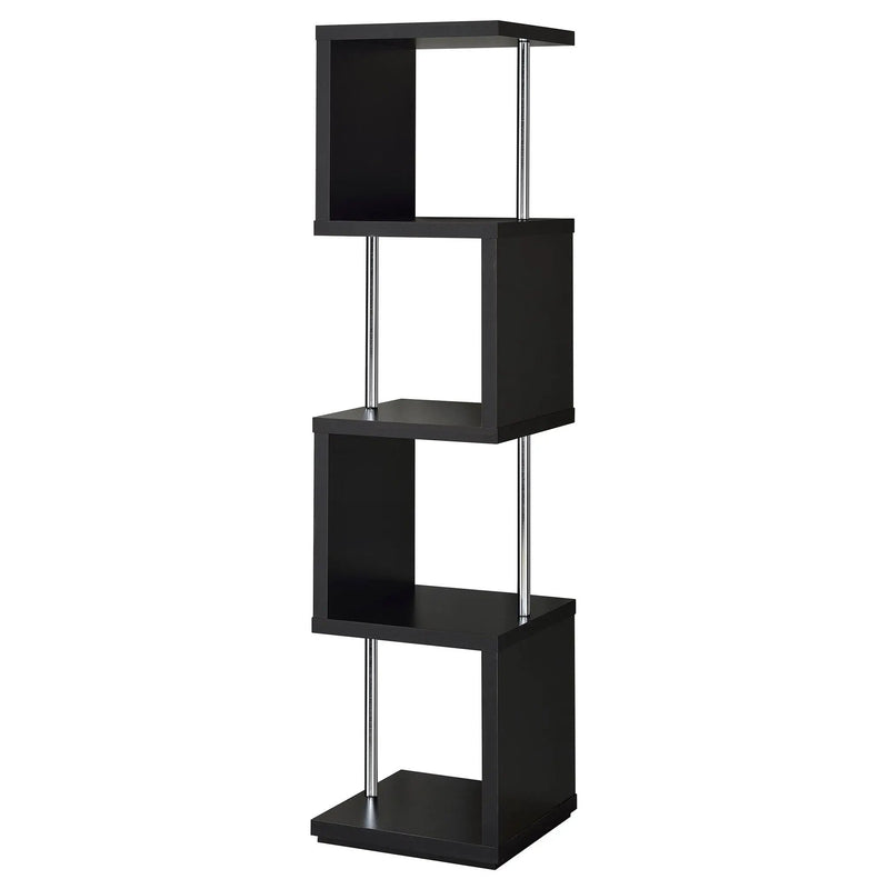 Baxter 67-inch 4-shelf Bookshelf Black and Chrome by Unique Piece Furniture