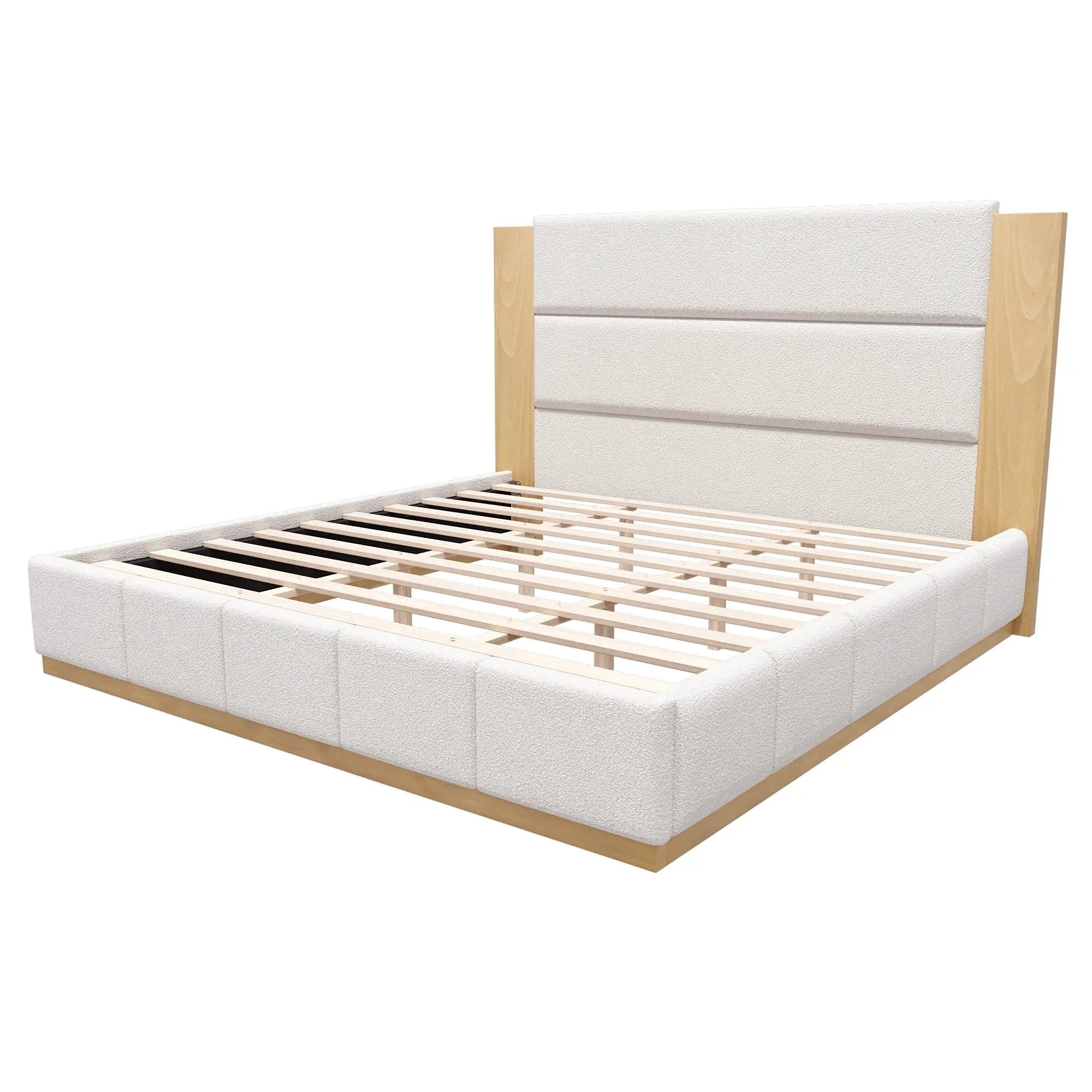 Modern Upholstered Platform Bed With Extended Headboard by HouseOfZazla