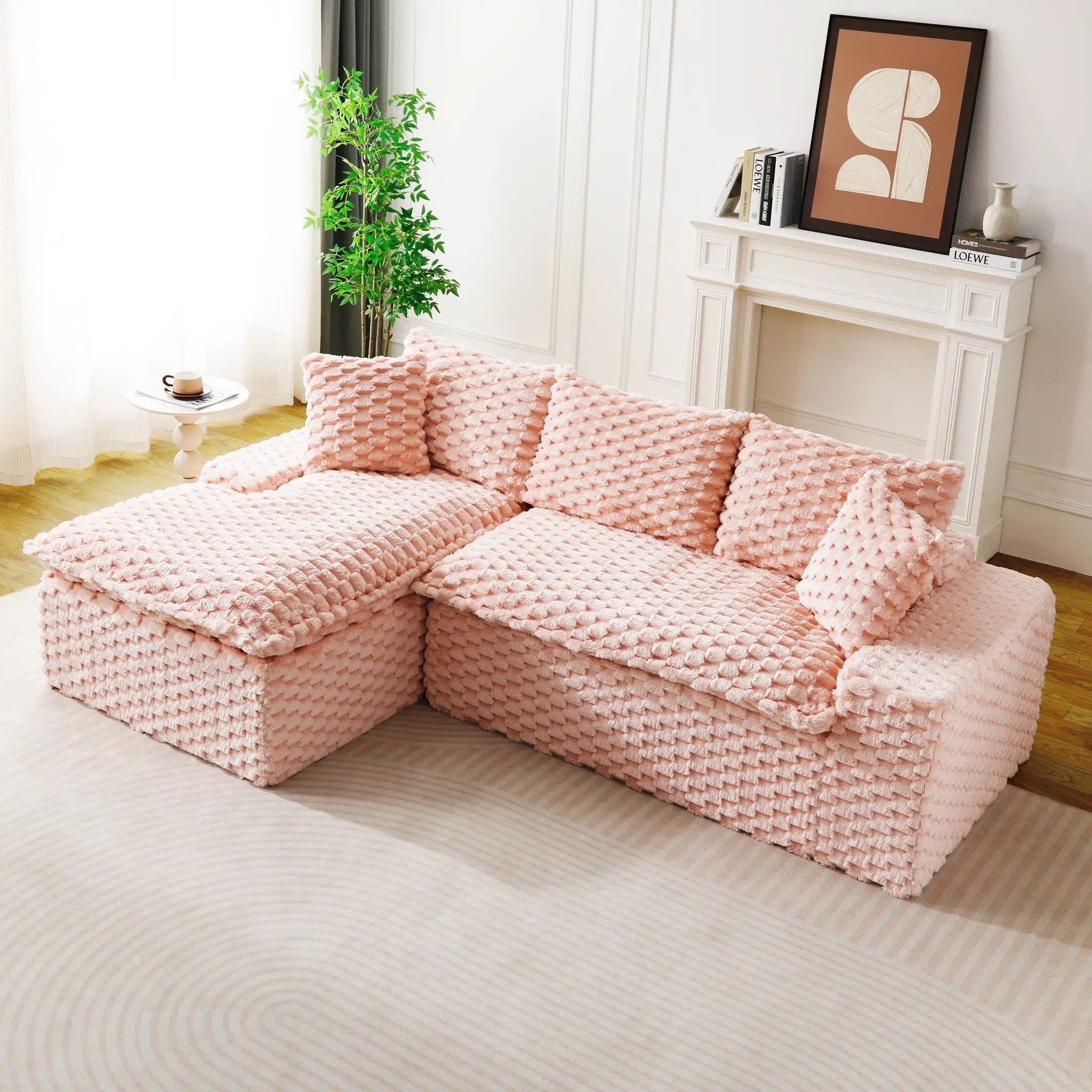 Modular Sofa, Convertible Twin Seat With Chaise Lounge by Unique Piece Furniture