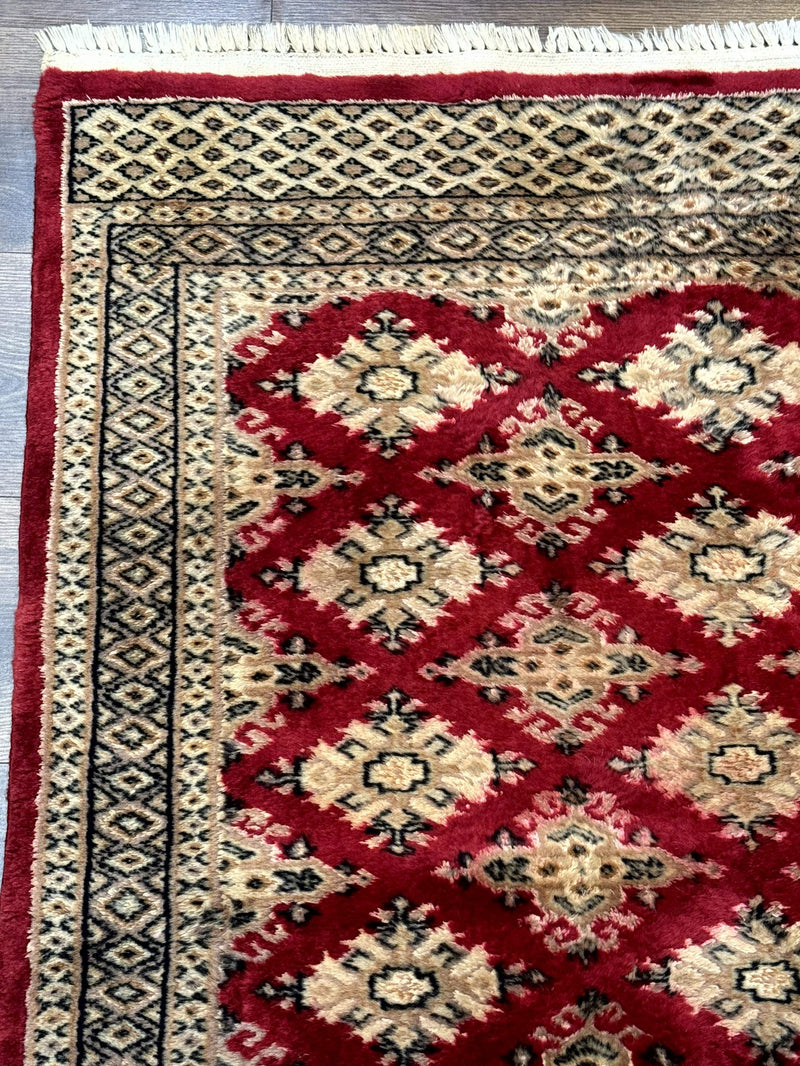 Pakistani Runner Rug 2.8 x 7.6, Red Turkoman Bokhara Runner by Jewel Rugs
