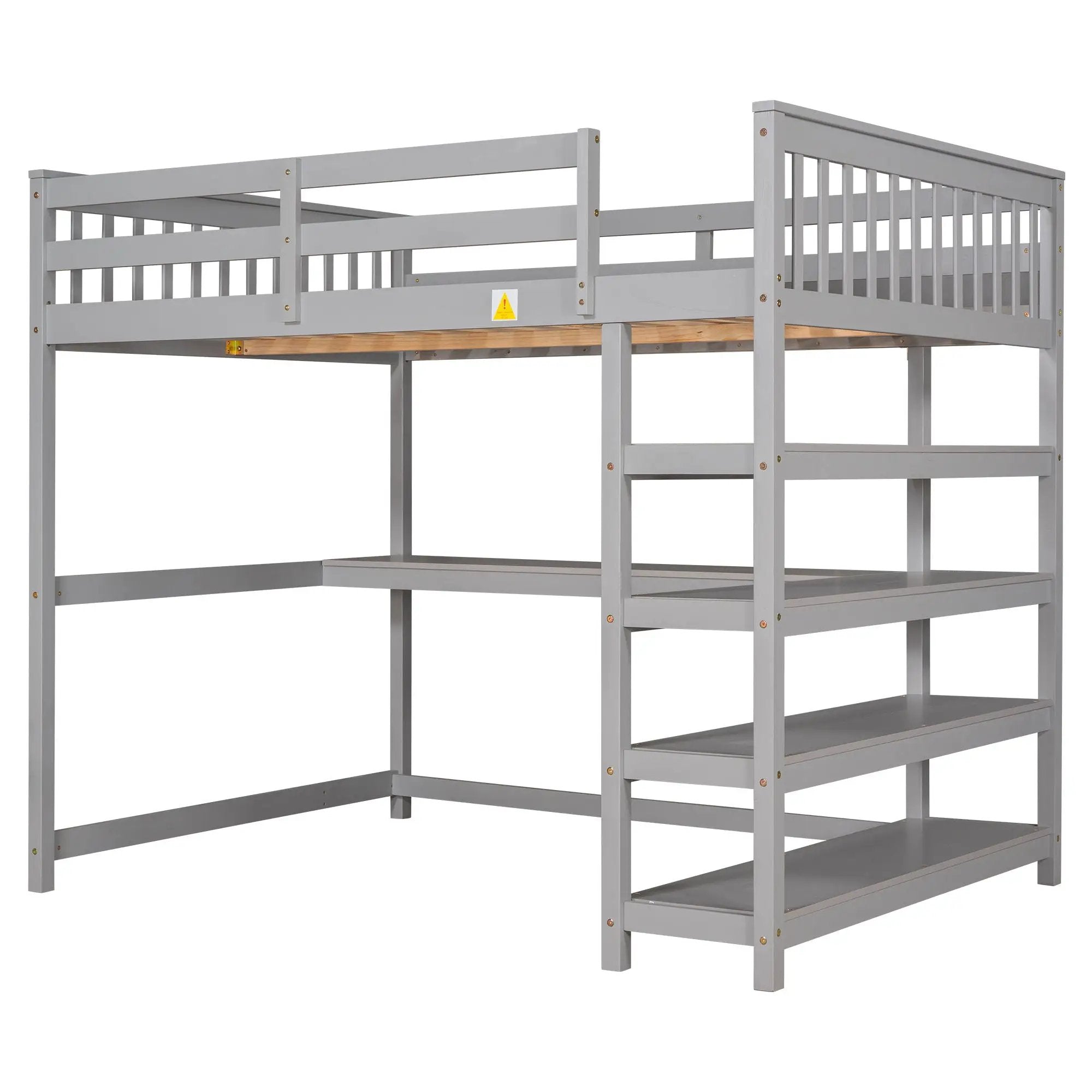 Loft Bed With Storage Shelves And Under Bed Desk by Unique Piece Furniture