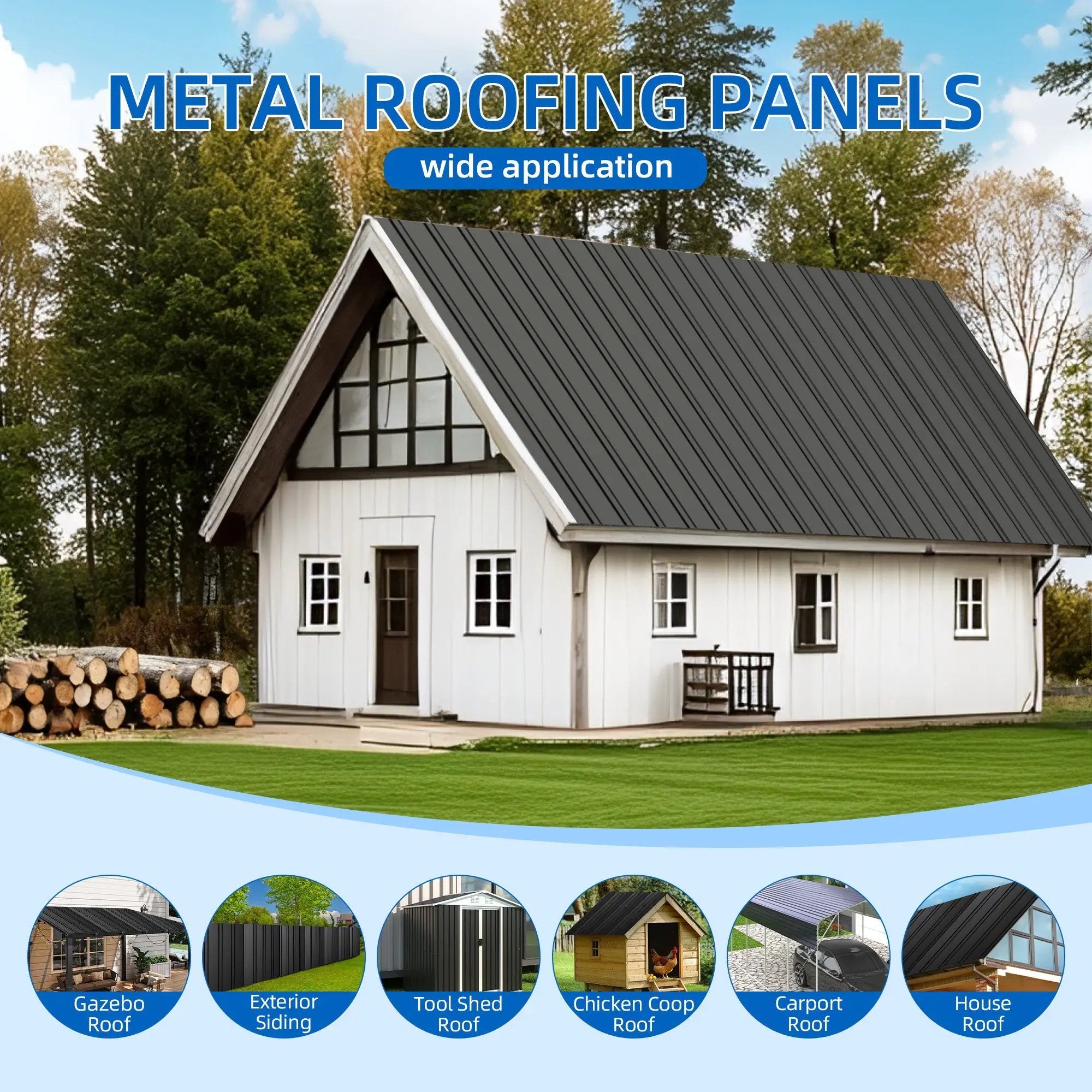 Galvanized Metal Roof Panel Length 72.8 inches - 15 Piece Set by HouseOfZazla