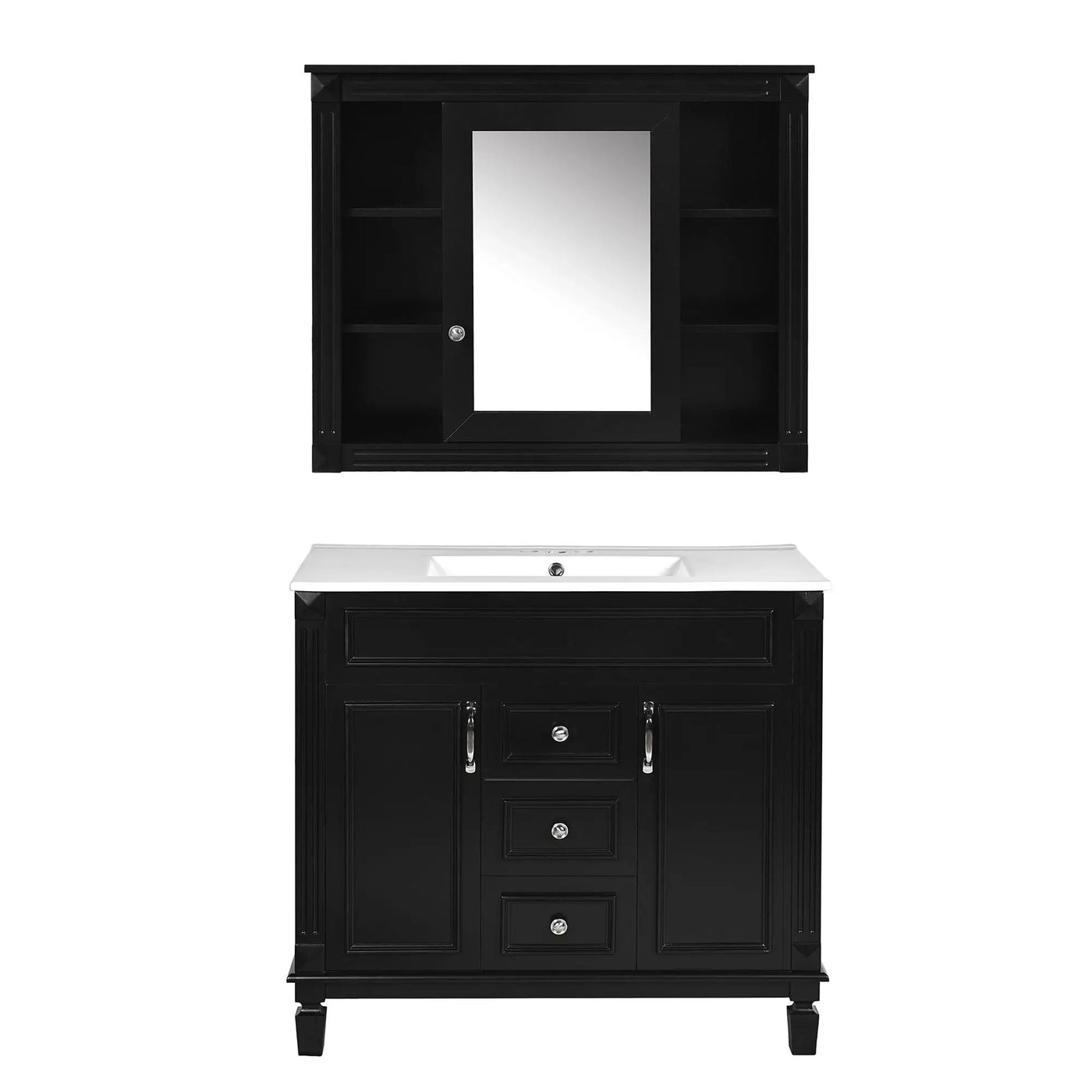 Bathroom Vanity With Top Sink, Mirror Cabinet, 2 Soft Closing Doors & 2 Drawers by Unique Piece Furniture