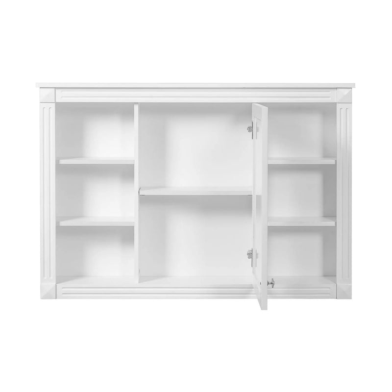 Wall Mounted Bathroom Storage Cabinet With Mirror, Medicine Cabinet With 6 Open Shelves And Adjustable Interior - White by Unique Piece Furniture