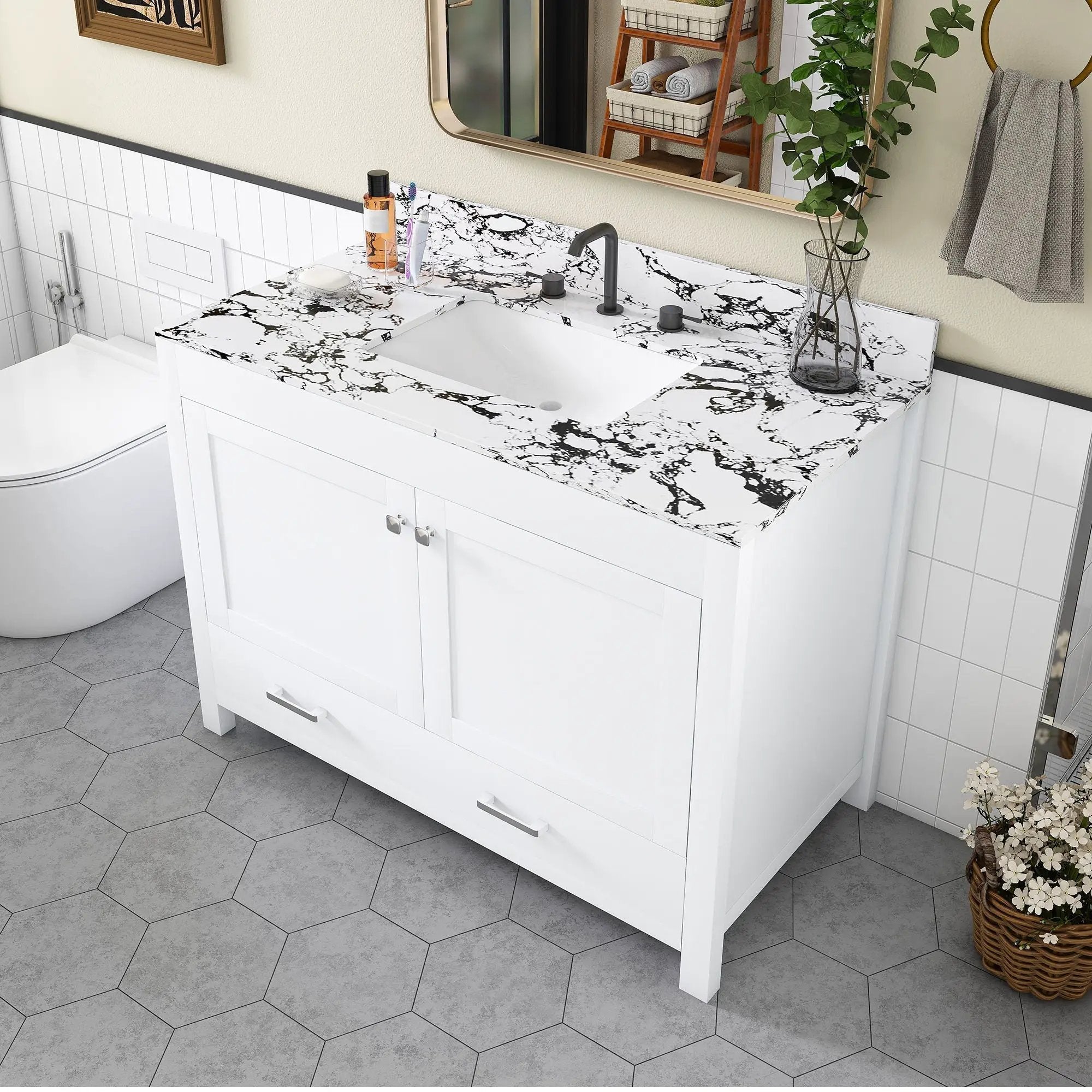 Bathroom Vanity With Storage - White by HouseOfZazla
