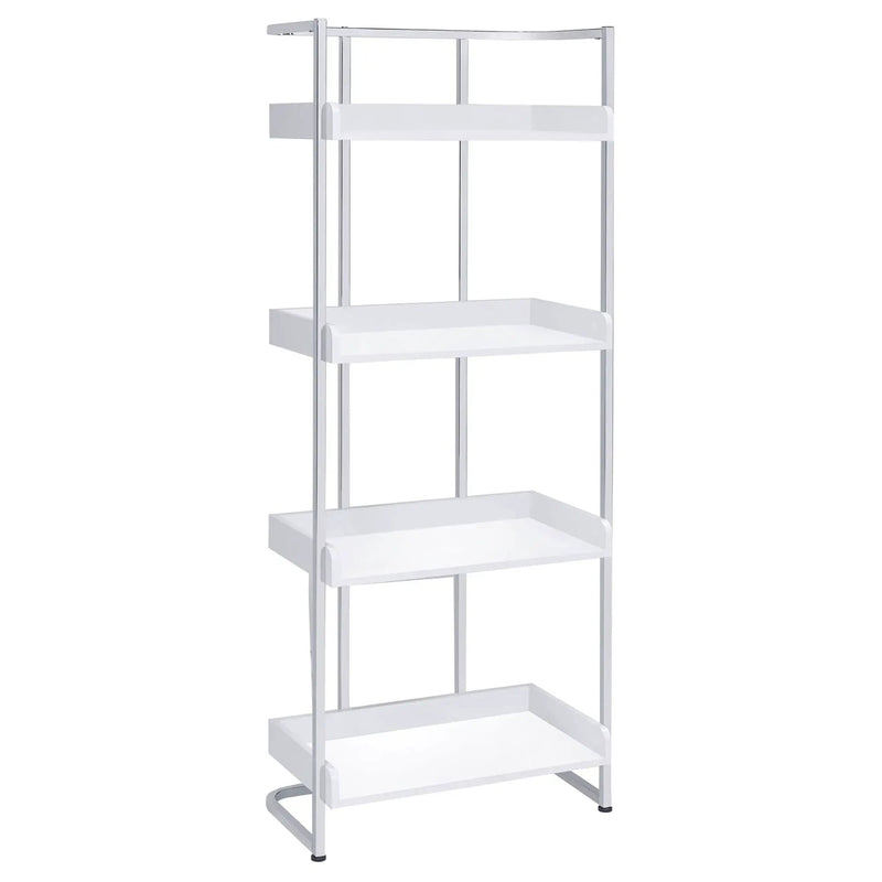 4 Shelf Open Back Bookcase With Accents - White by HouseOfZazla