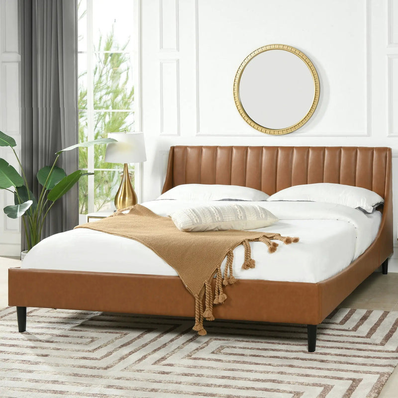 Aspen - Vertical Tufted Modern Headboard Platform Bed Set by HouseOfZazla