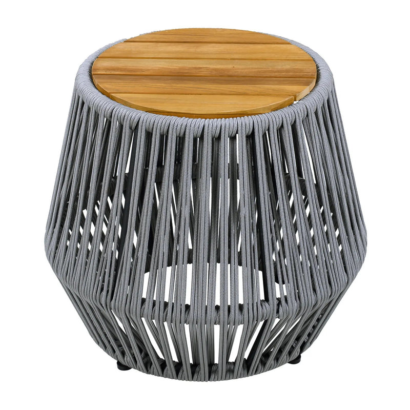 Acacia Wood Side Table with Grey Rope Design by HouseOfZazla