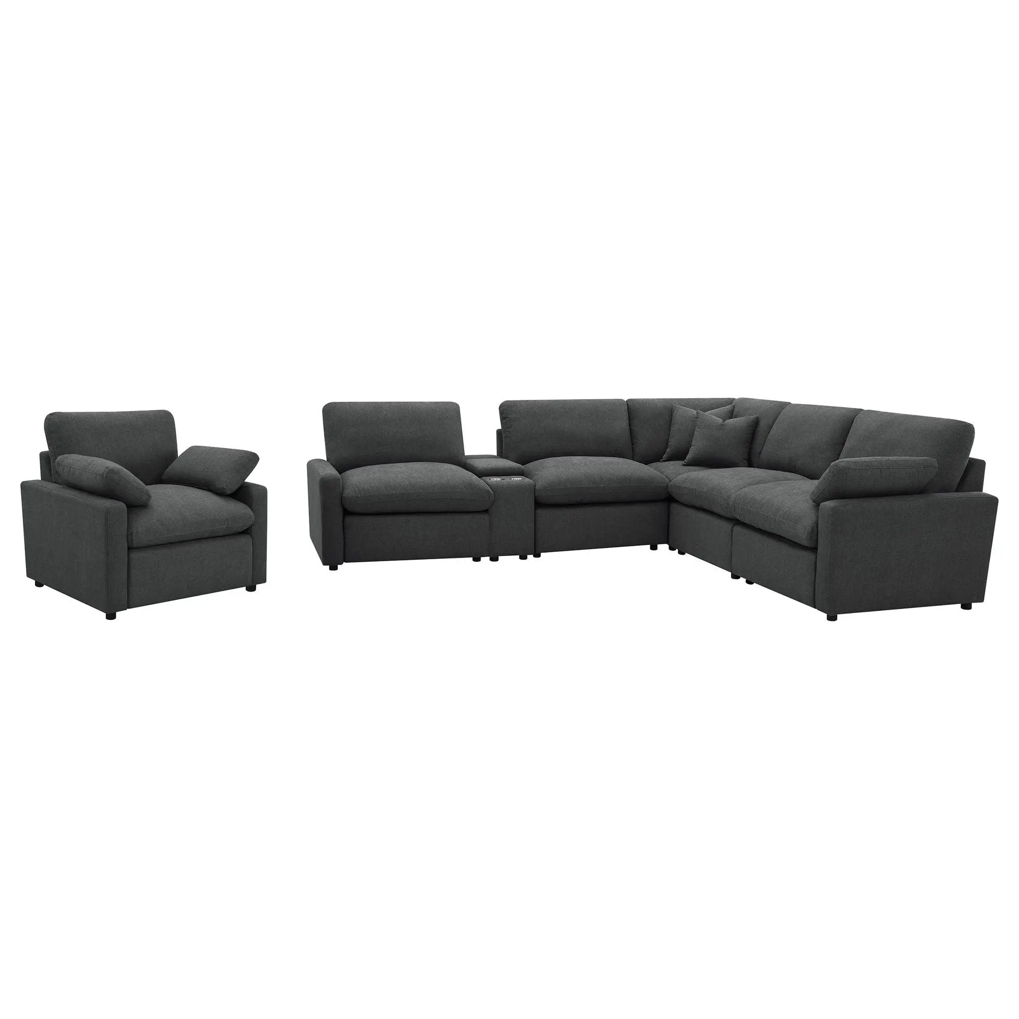 Collins 6-piece Modular Power Reclining Sectional Dark Grey by Unique Piece Furniture