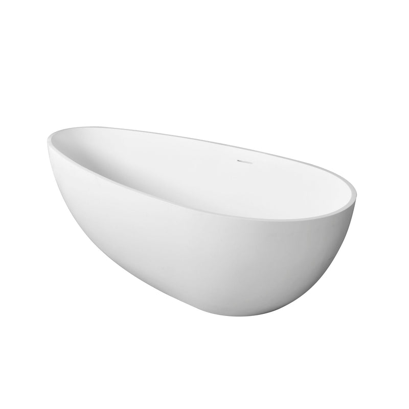 66.9" x 34" x 21.7" Freestanding Solid Surface Soaking Bathtub For Bathroom - Matte White by HouseOfZazla