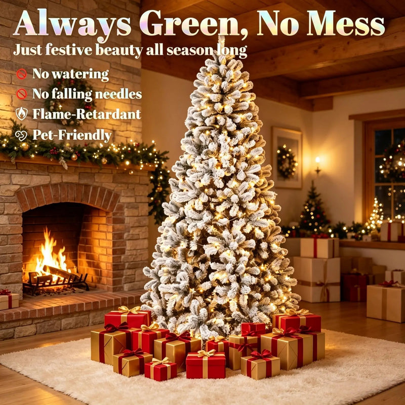 6 ft Pre-Lit Snow-Flocked Northern Pine Artificial Christmas Tree by HouseOfZazla
