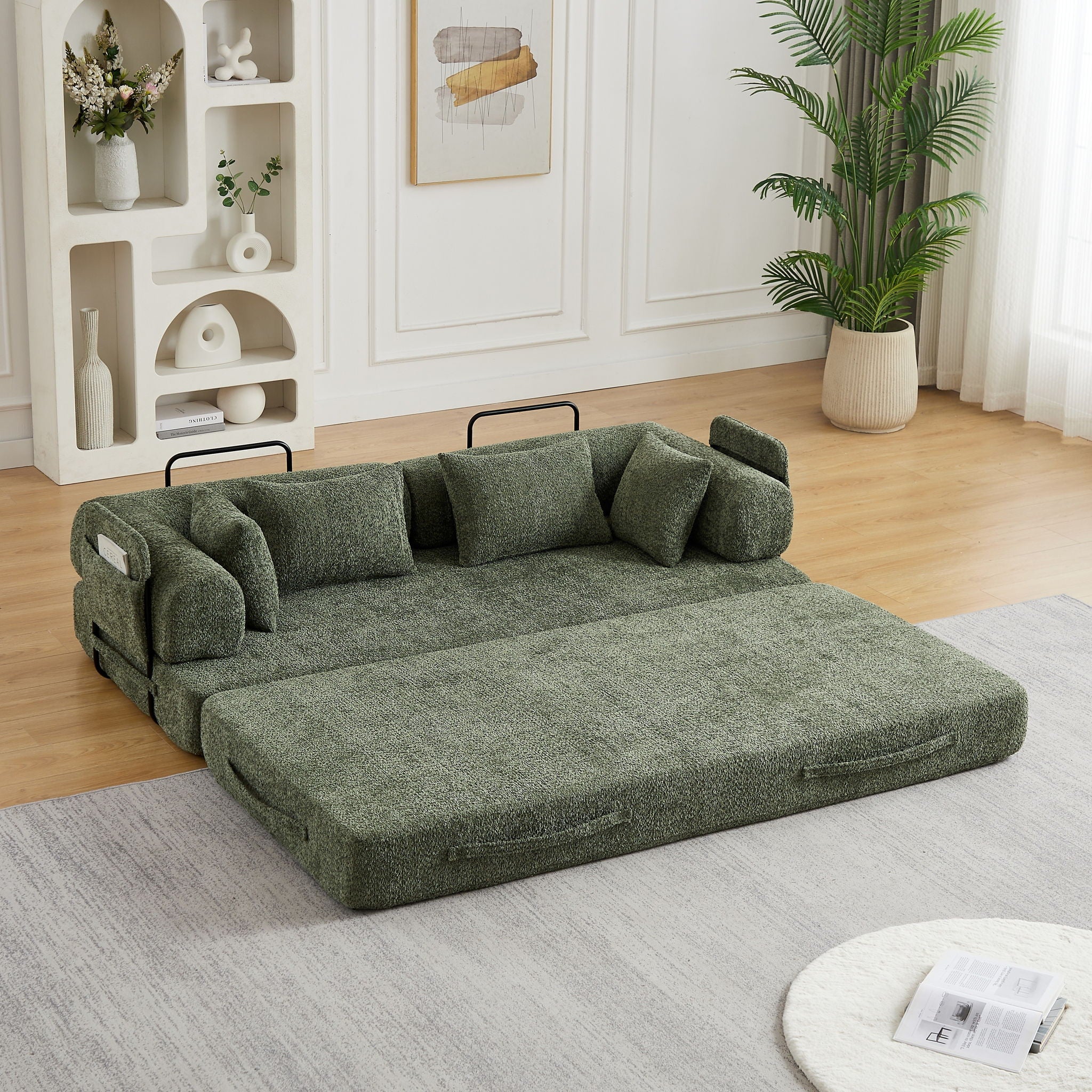 Convertible Sleeper Sofa Bed With Cylindrical Pillow by HouseOfZazla