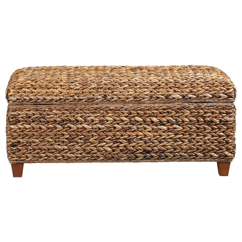 Laughton Hand-Woven Banana Leaf Storage Bench Amber by Unique Piece Furniture
