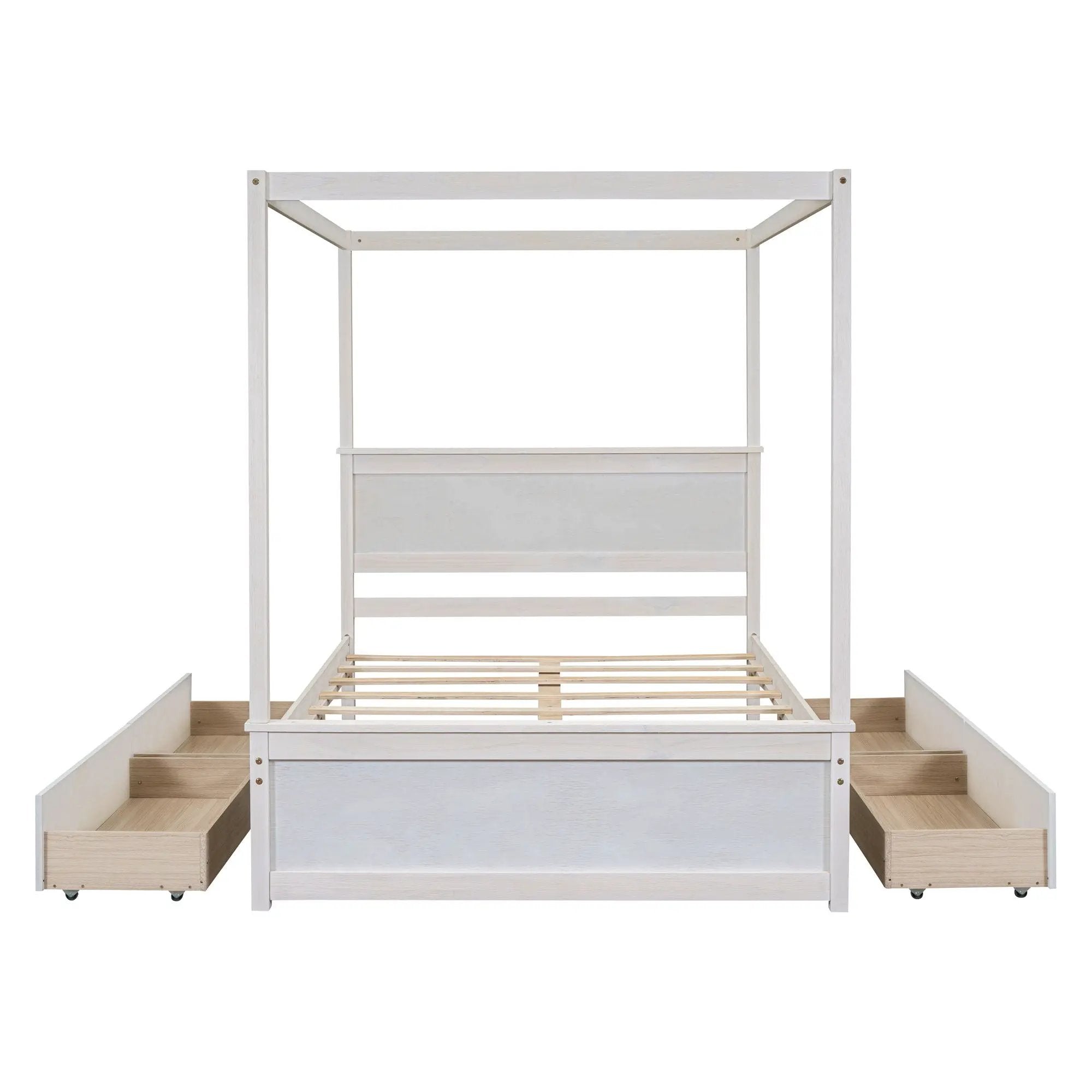 Canopy Platform Bed With Drawers, Support Slats, No Box Spring Needed by HouseOfZazla