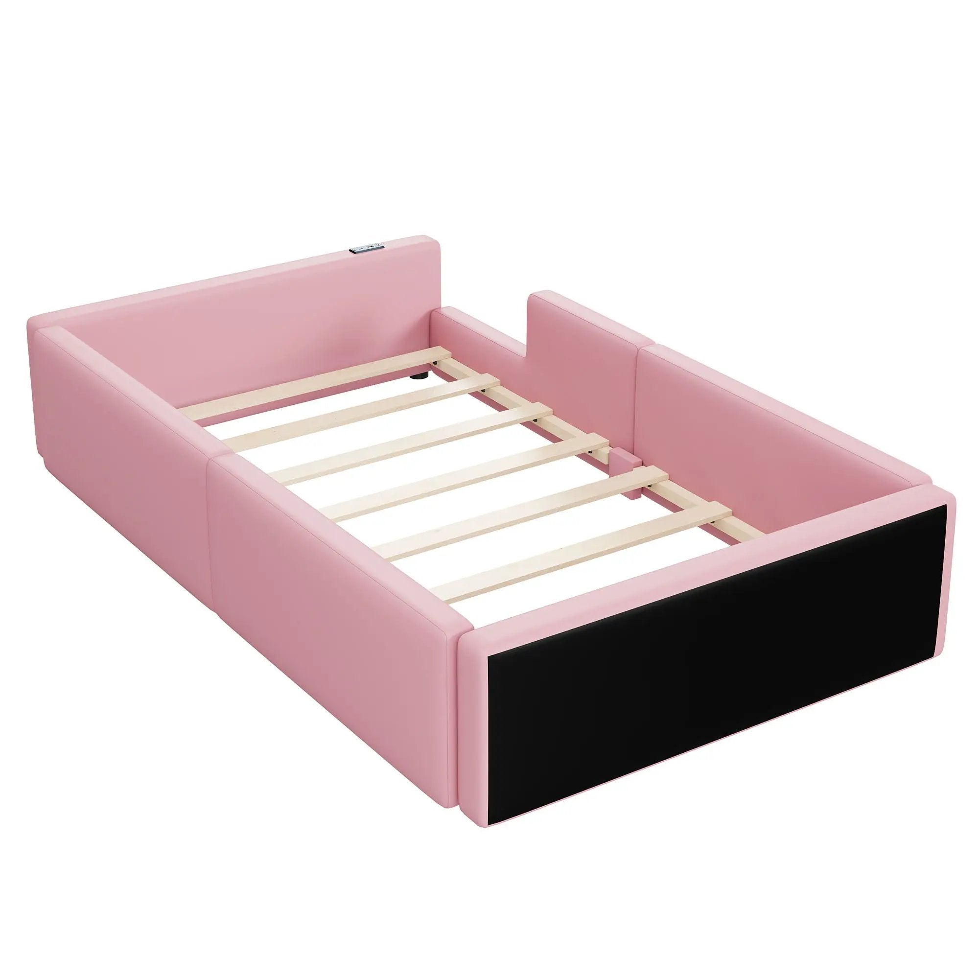 Platform Bed With Guardrail And Charging Station by HouseOfZazla