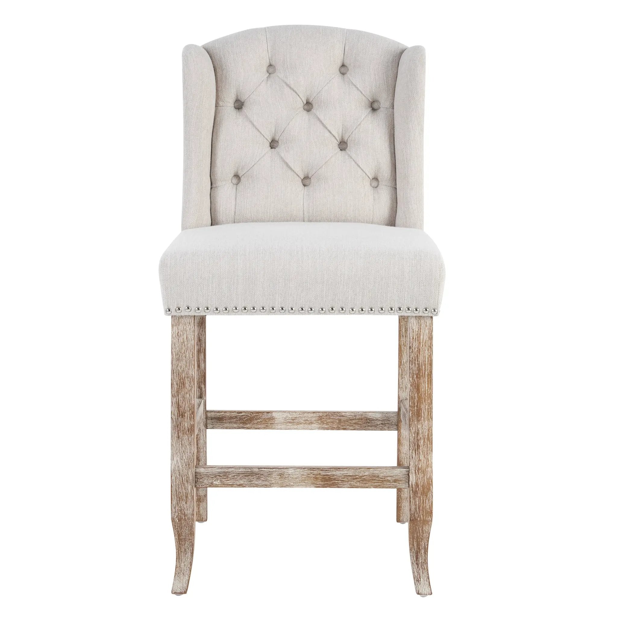 26.78'' Seat Height Vienna Contemporary Fabric Tufted Wingback Counter Stools, Set of 2 by HouseOfZazla