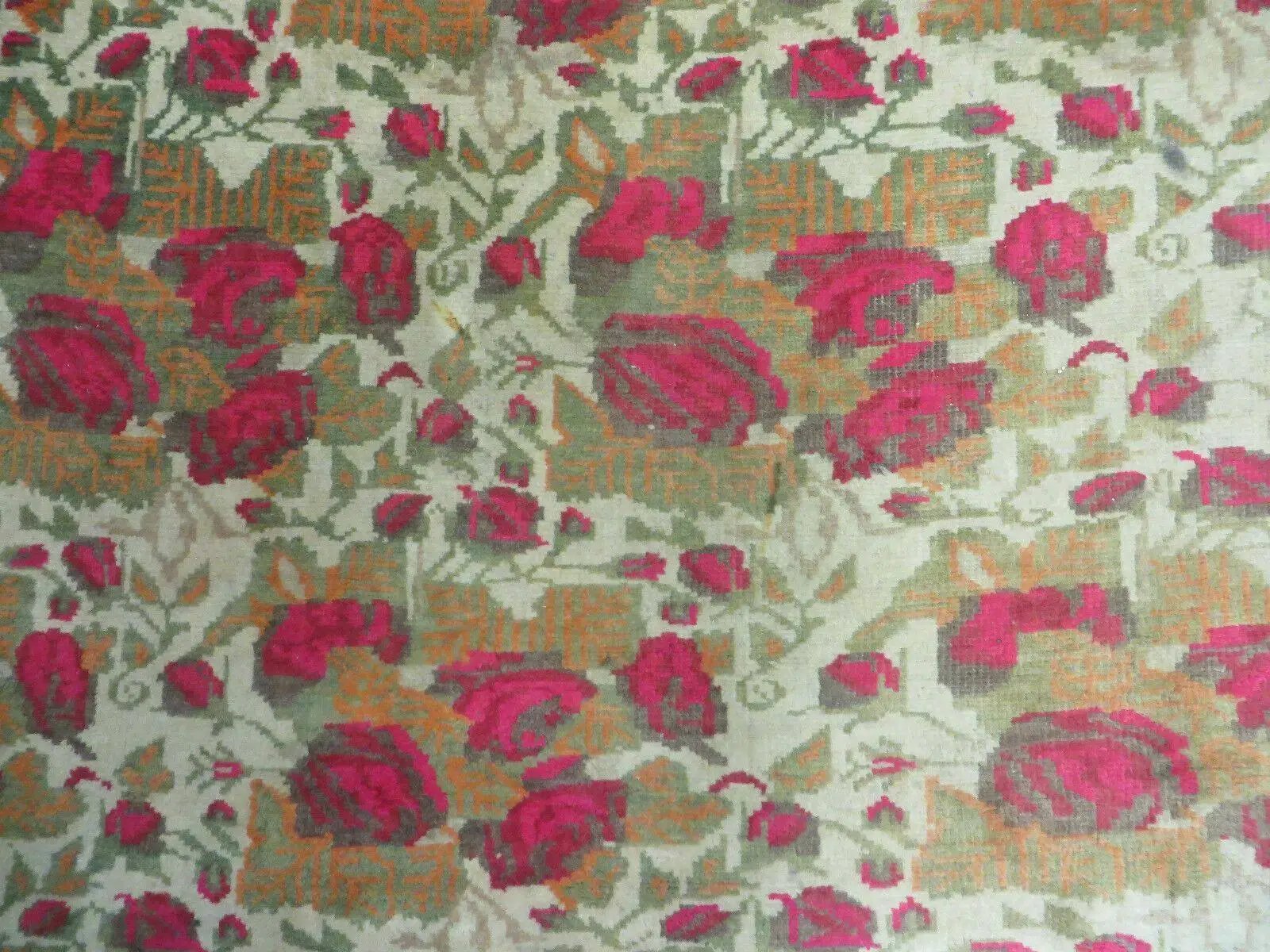 5' X 6' Antique Handmade India Floral Oriental Wool Rug Roses Flowers Traditional Contemporary Design by Jewel Rugs