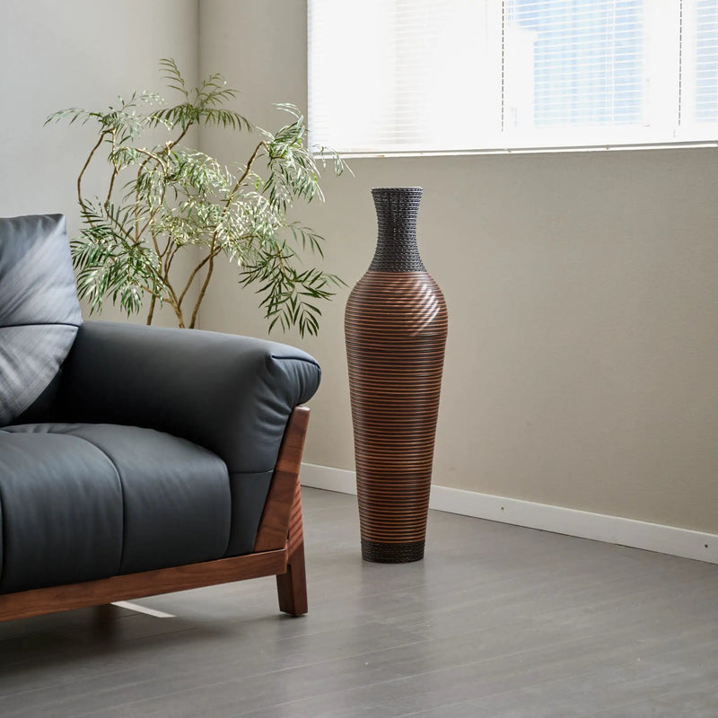Tall Standing Designer Floor Vases With Elegant 2 Tone Finishes Ideal For Decorating Living Rooms, Bedrooms, Entryways Perfect For Decorating Your Home - Black / Gray by HouseOfZazla