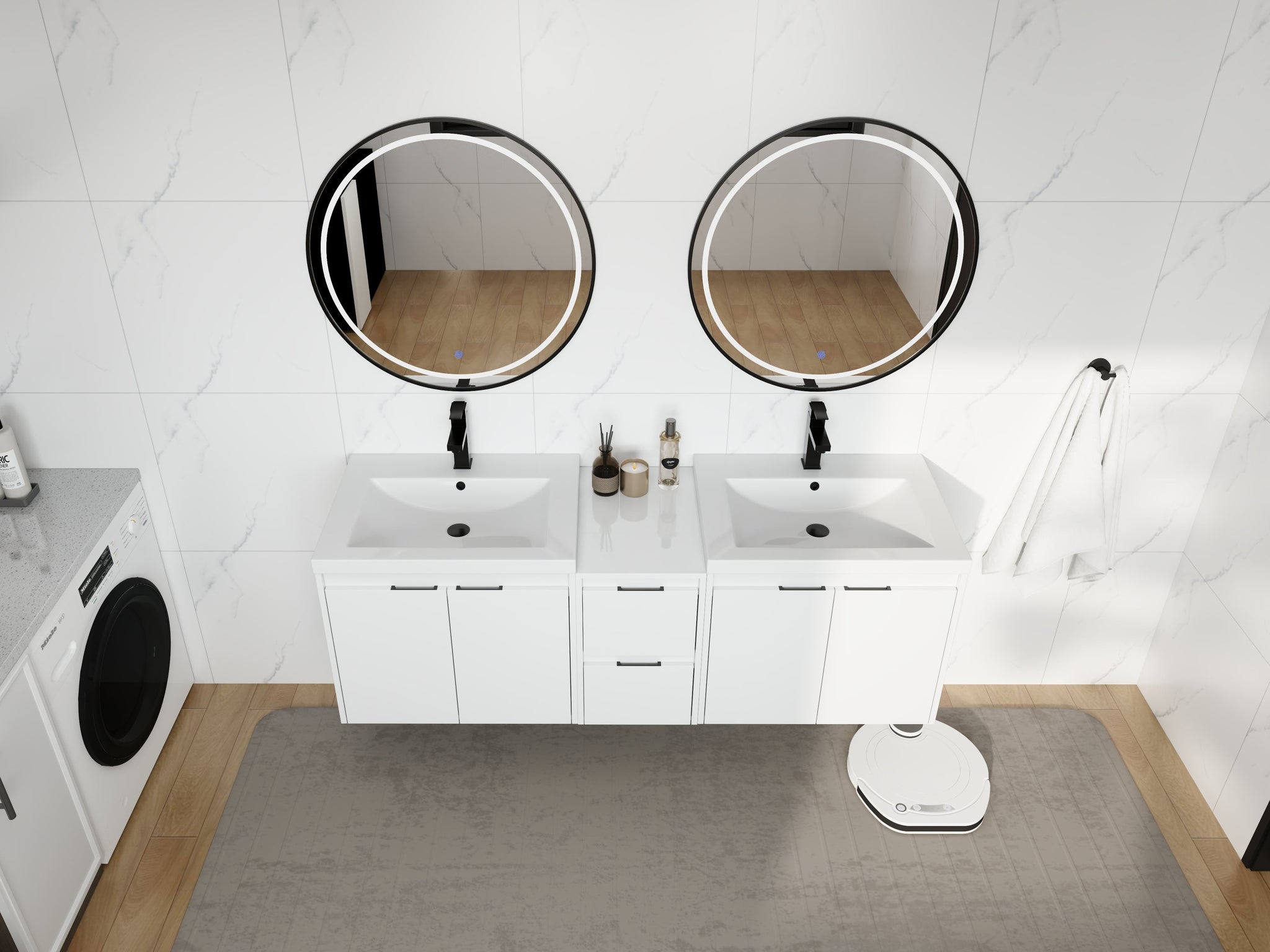 60" Bathroom Vanity With Resin Sink, Soft Close Doors and 1-Side Cabinet by HouseOfZazla