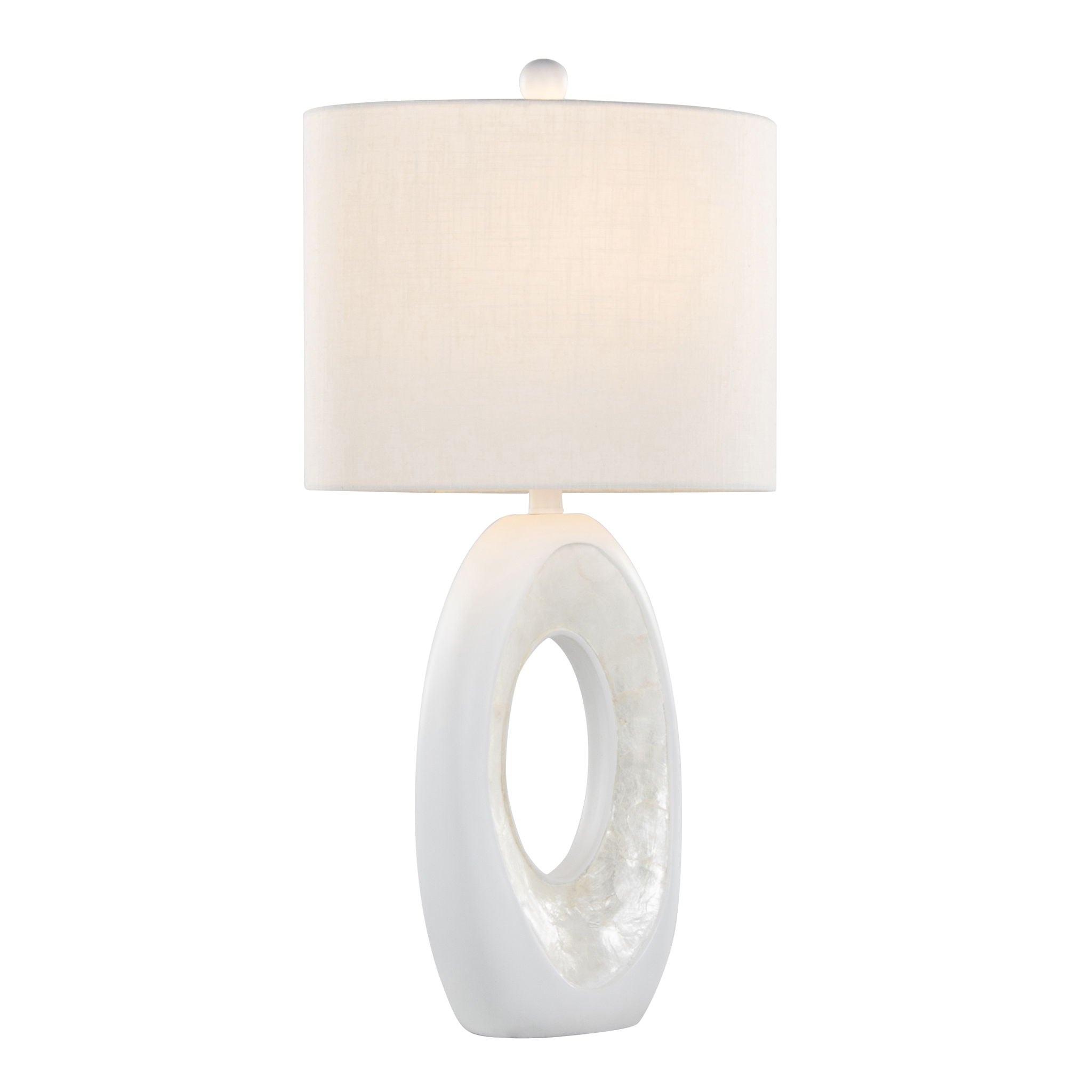 Pearl - Contemporary Table Lamp (Set of 2) - Matte White / Natural Shell by HouseOfZazla