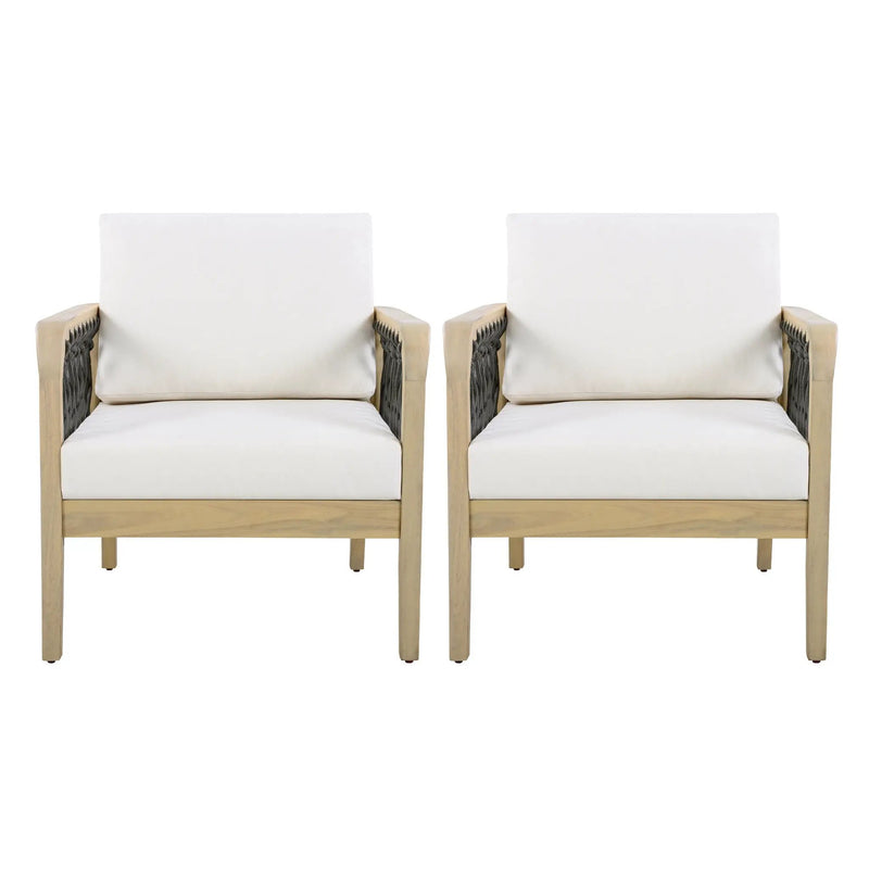Outdoor Acacia Wood Club Chair with Handwoven Rope (Set of 2) by HouseOfZazla