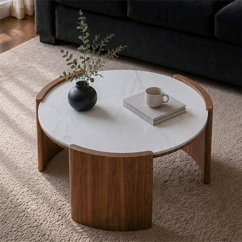 Modern Round Sintered Stone Coffee Table by HouseOfZazla
