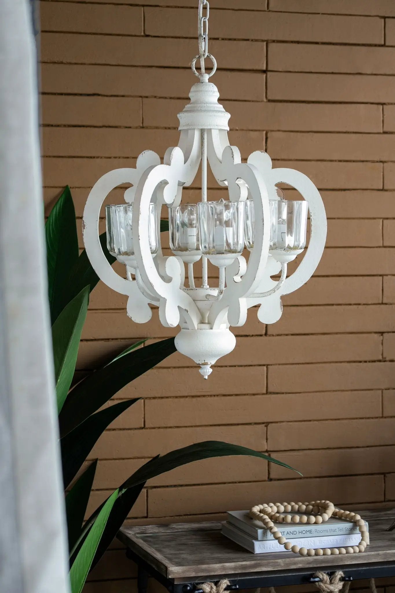 Farmhouse Chandelier, 6 Light Wood Chandelier Pendant Light Fixture With Adjustable Chain For Dining Room Living Room Entryway, Bulb Not Included by Unique Piece Furniture