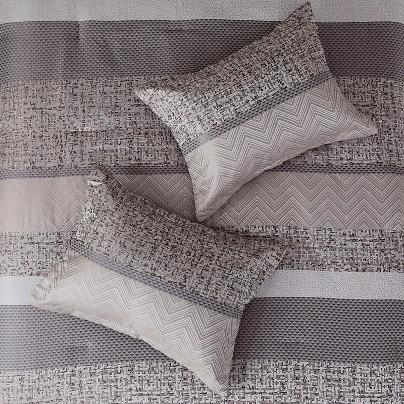 7 Piece Jacquard Comforter Set Grey Taupe King by HouseOfZazla