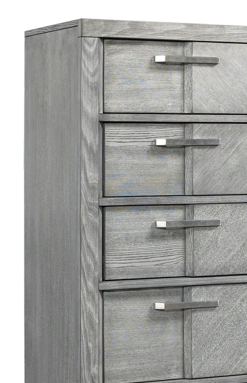 5 Drawer Chest Book Matched Veneers - Gray by Unique Piece Furniture