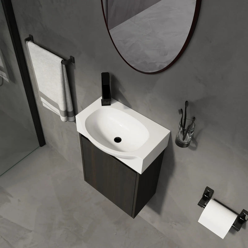 Modern Bathroom Vanity With Ceramic Basin, Wall Mounted Floating Sink Combo, Storage Cabinet by HouseOfZazla