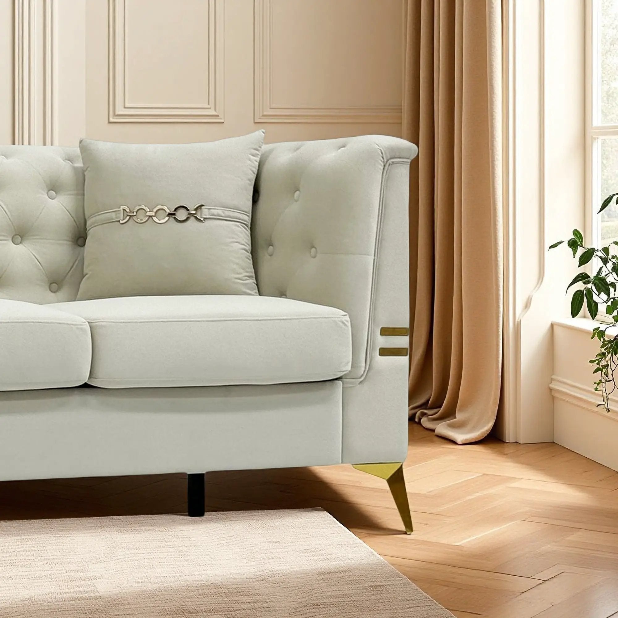 FX-P83-2PC Modern Velvet Upholstered Sofa Set of 2 by HouseOfZazla