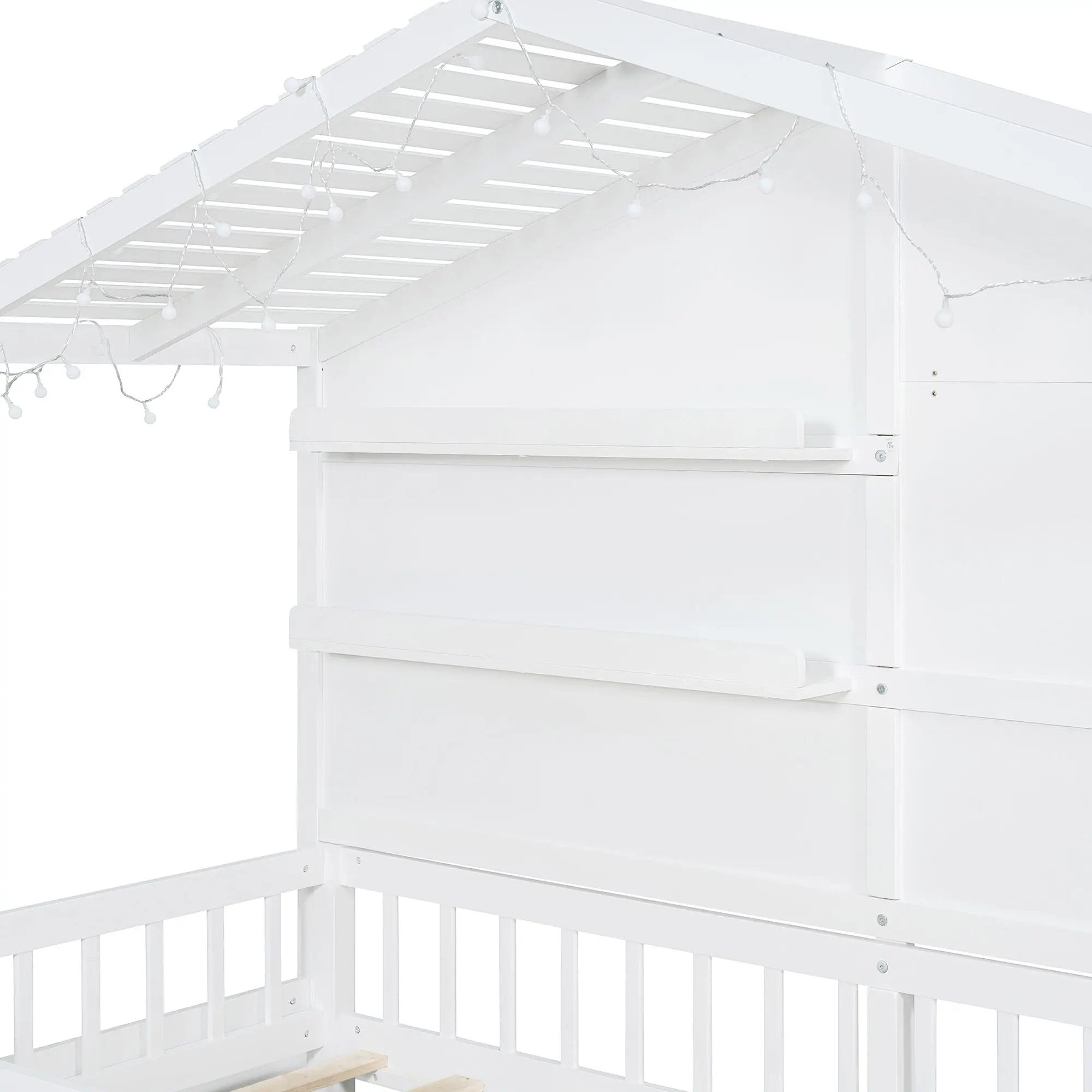 House Bed With Shelves, Window And Sparkling Light Strip On The Roof by HouseOfZazla
