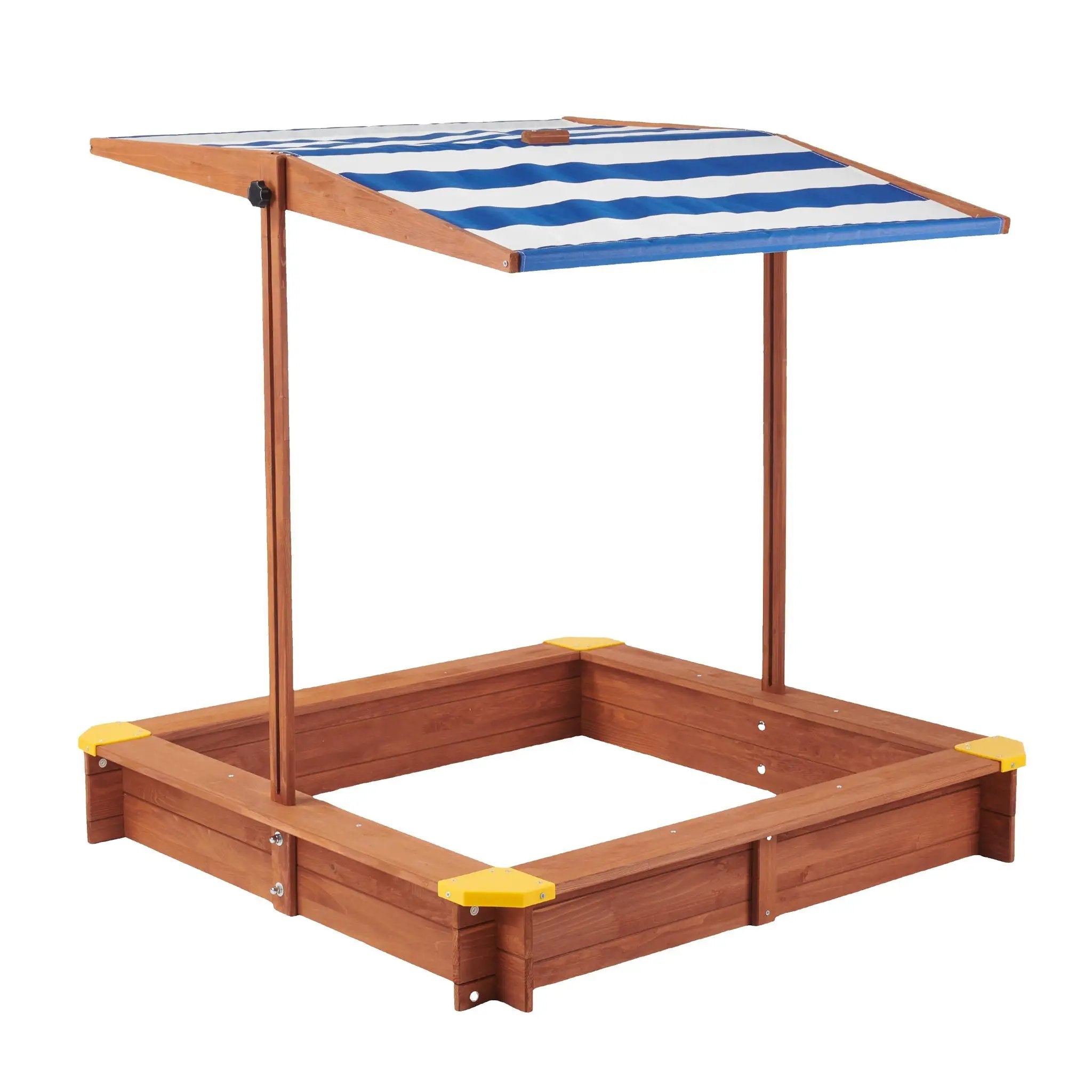 Kids Sandbox With Cover, Sand Box With Adjustable Canopy, Large Outdoor Cedar Sandpit For Backyard Play - Reddish Brown by HouseOfZazla