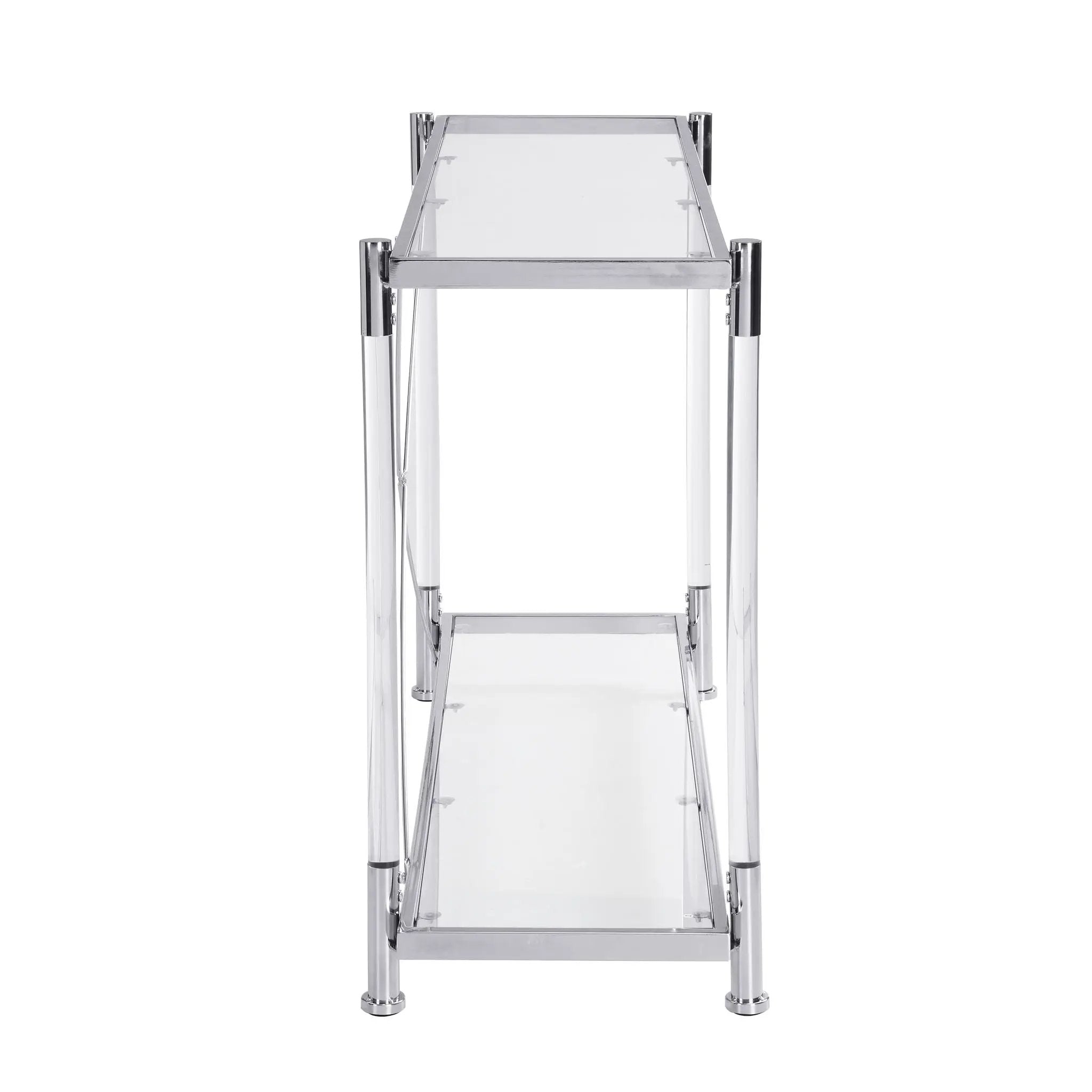 Chrome Glass Sofa Table, Acrylic Side Table, Console Table For Living Room & Bedroom - Chrome by HouseOfZazla