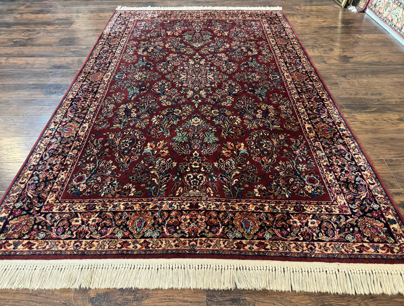 5.9 x 9 Karastan Rug Red Sarouk Rug #785, 100% Wile Pile Carpet, Original 700 Series, Vintage by Jewel Rugs