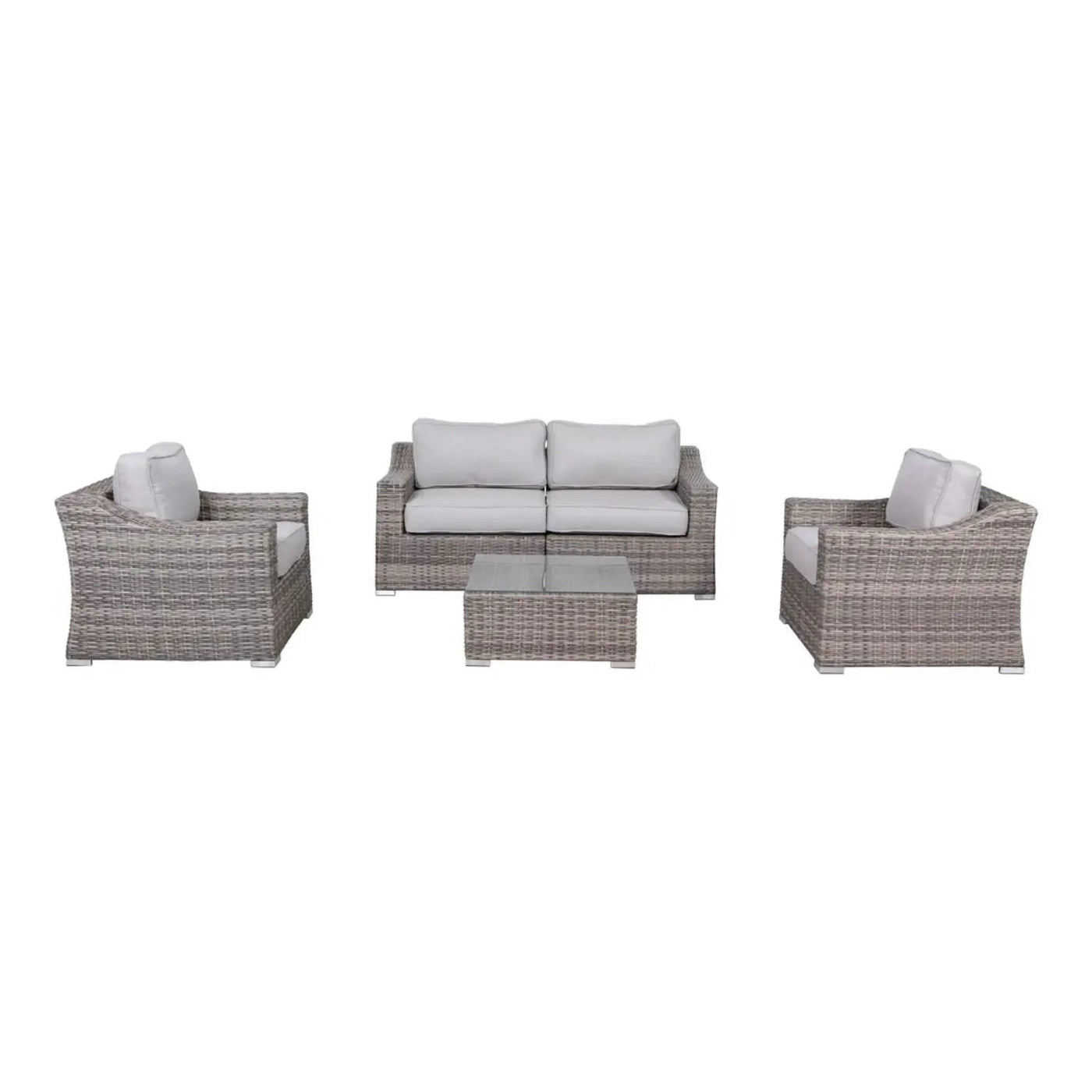 Outdoor Wicker Conversation Set With Cushions, All Weather by Unique Piece Furniture
