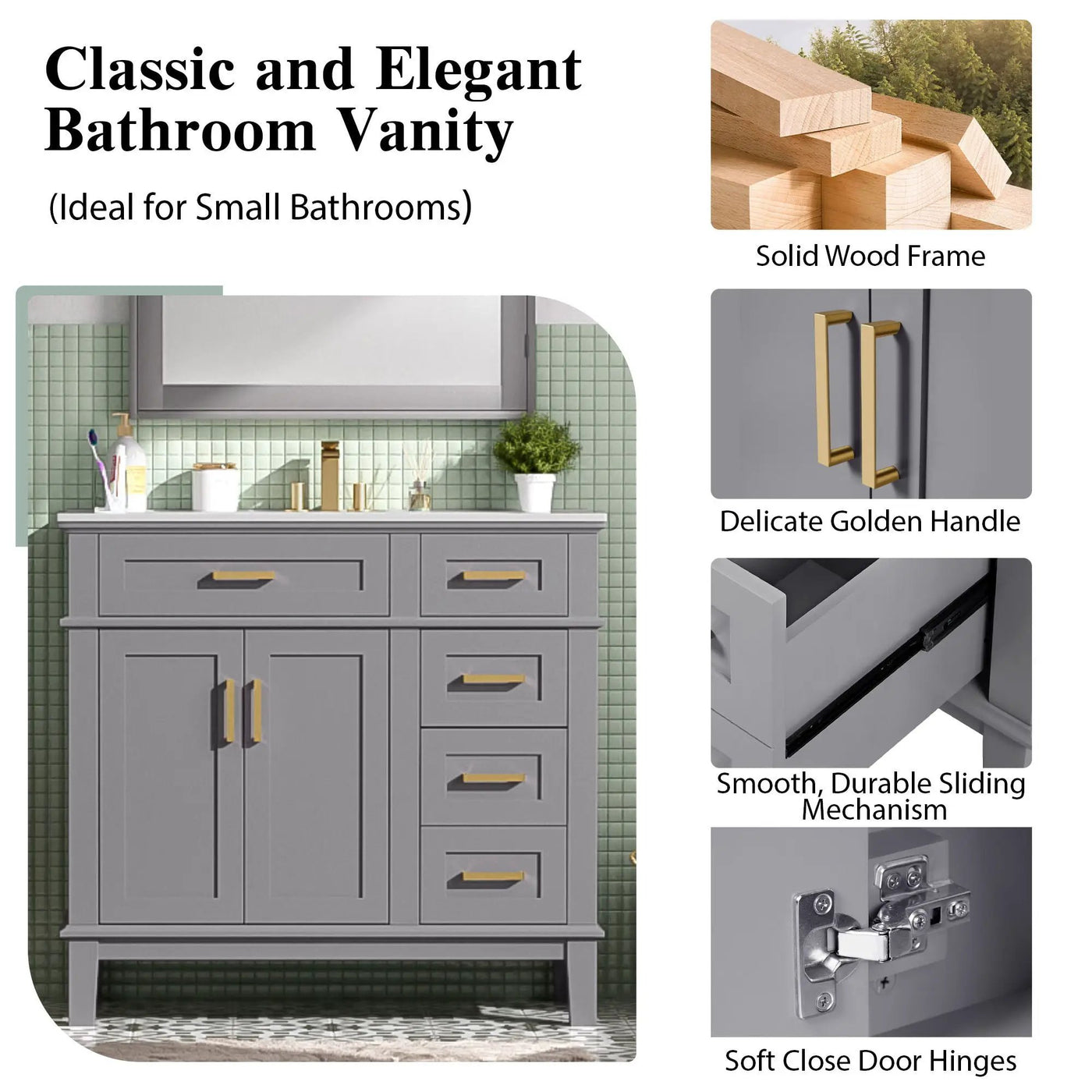 Modern Bathroom Vanity With Ceramic Sink, Soft Close Storage Cabinet by Unique Piece Furniture