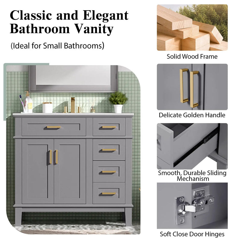 Modern Bathroom Vanity With Ceramic Sink, Soft Close Storage Cabinet by Unique Piece Furniture