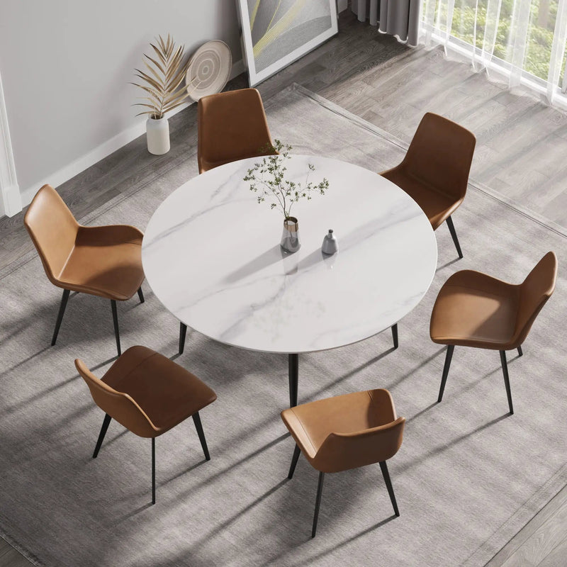 Modern Man-Made Stone Round Metal Dining Table-Position For 6 People by Unique Piece Furniture