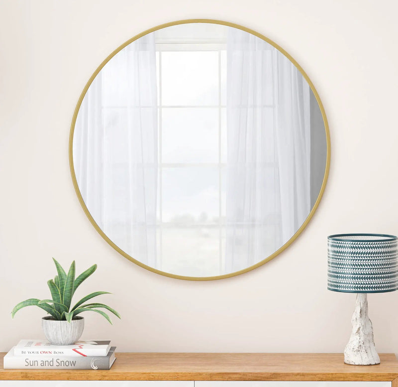 Wall Circular Mirror Metal Framed Mirror Round Vanity Mirror Dressing Mirror, For Bathroom, Living Room, Bedroom Wall Decor by Unique Piece Furniture