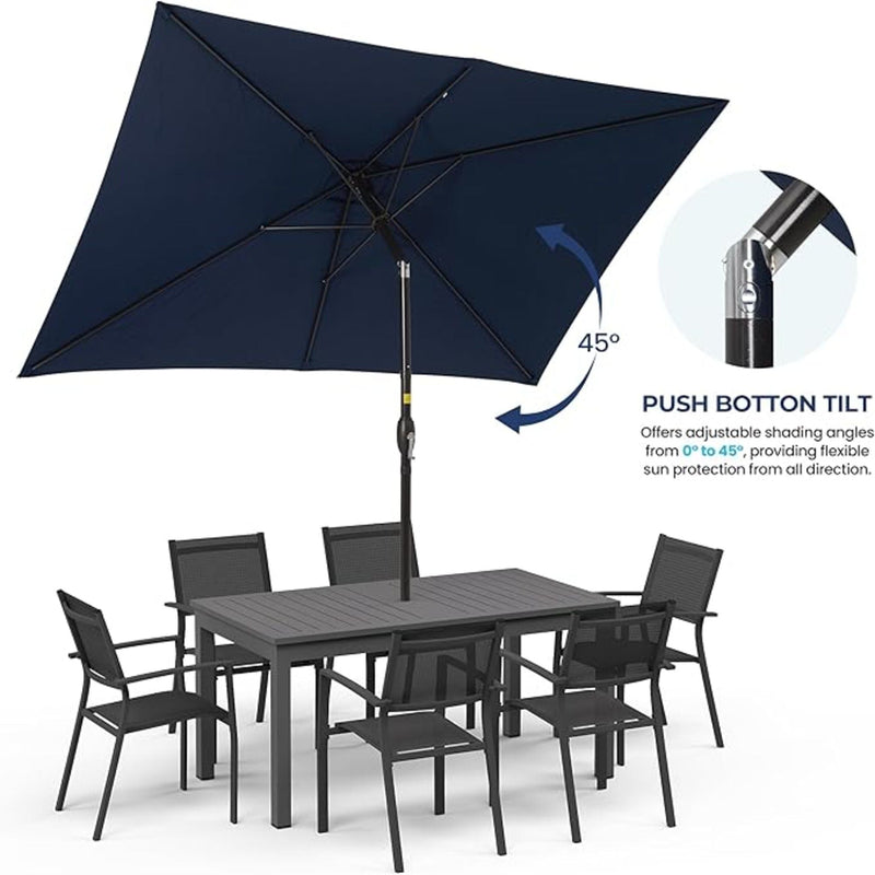 Rectangular Patio Umbrella With Crank Tilt, Polyester UV-Resistant Canopy by HouseOfZazla