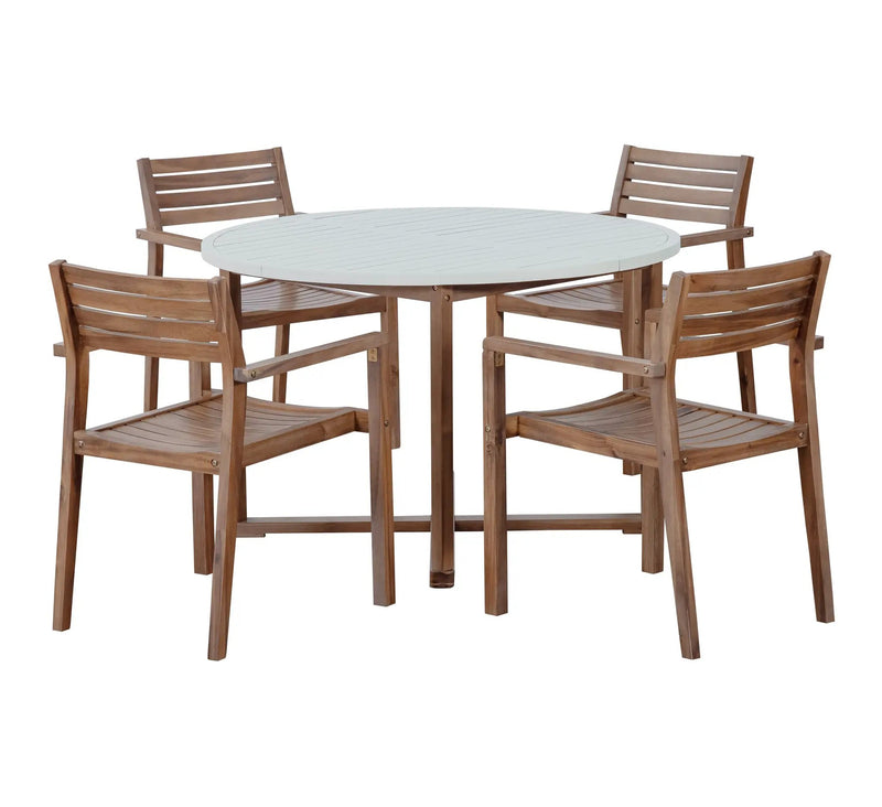 U_STYLE 5-Piece Outdoor Dining Set with Acacia Wood Chairs by HouseOfZazla