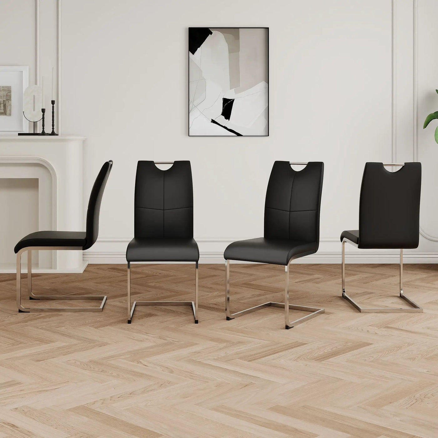Modern Dining Chairs With Padded Seat And Metal Legs by Unique Piece Furniture