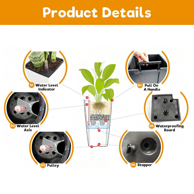Tall Planters Set With Water Level Monitor And Auto Watering by HouseOfZazla