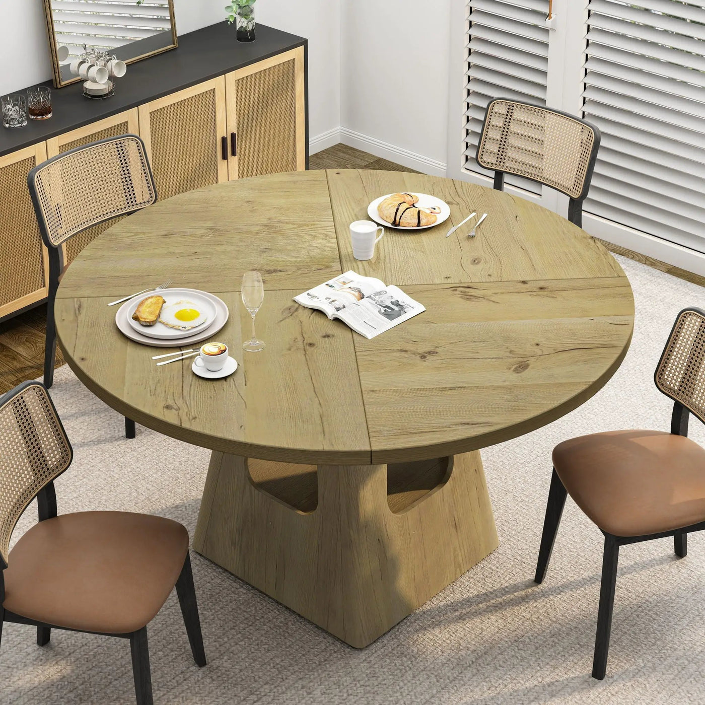 Farmhouse Round Dining Table With Storage Base by HouseOfZazla