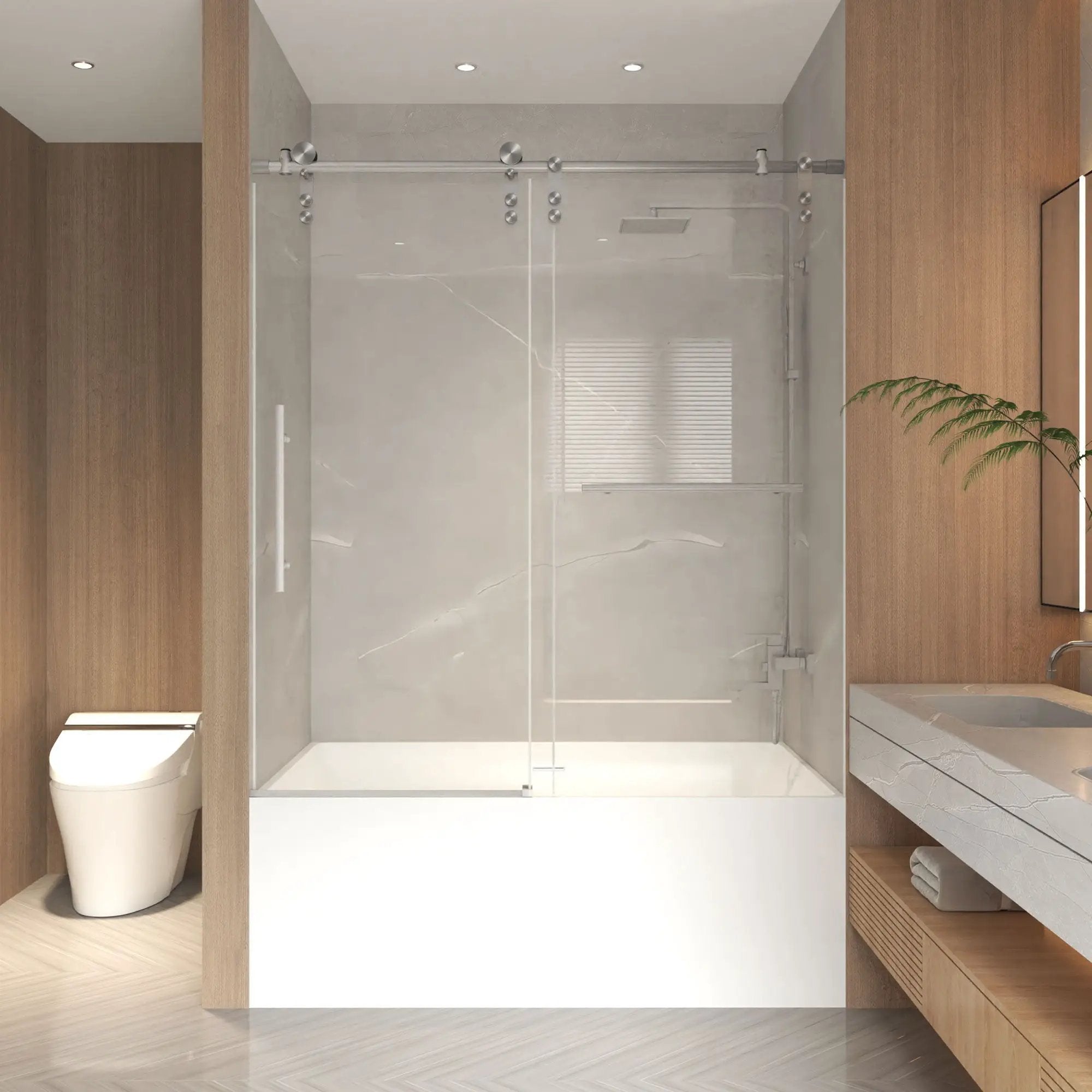 Frameless Sliding Bathtub Door With Frame by HouseOfZazla