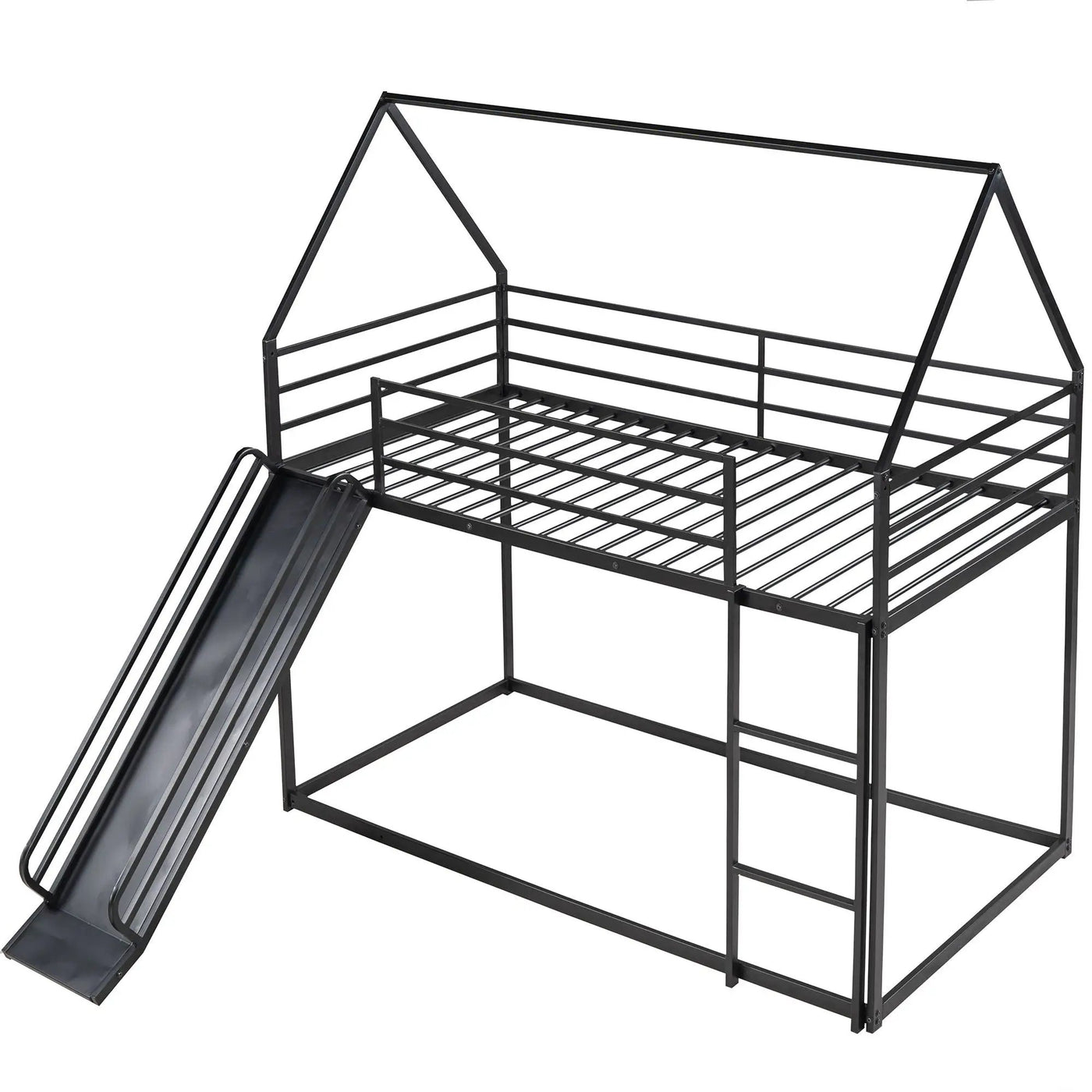 Twin Over Twin House Bunk Bed With Ladder And Slide by Unique Piece Furniture