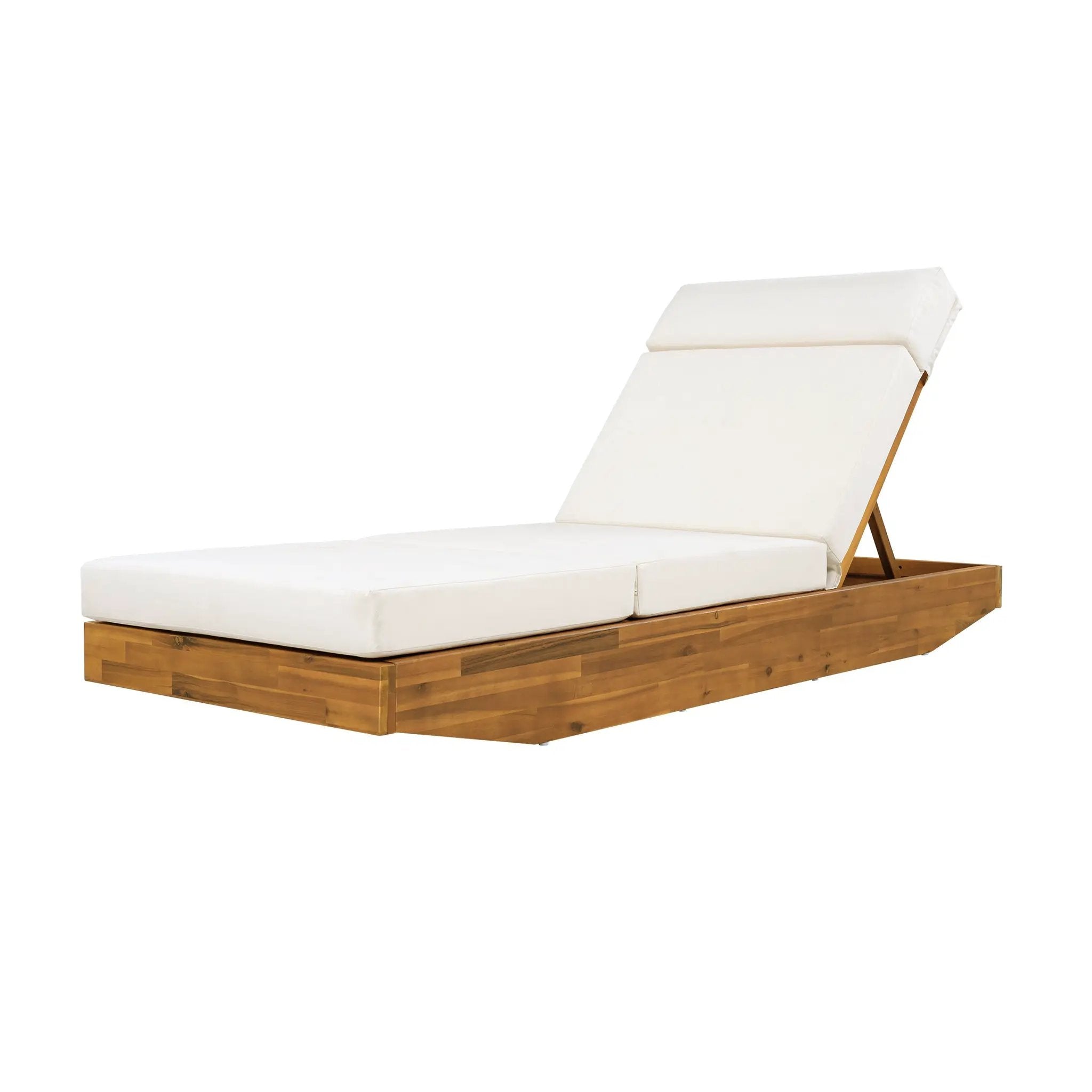 Modern Acacia Wood Outdoor Chaise Lounge by HouseOfZazla